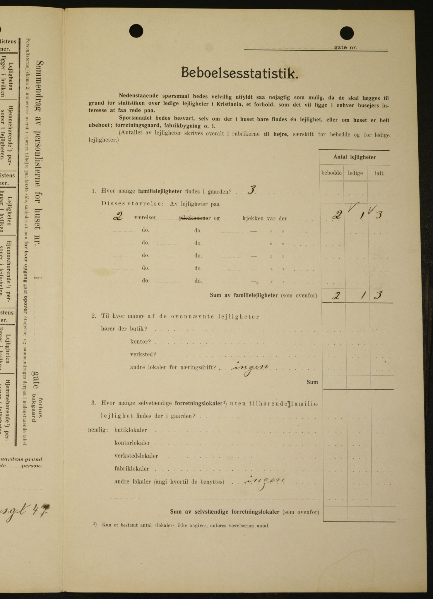 OBA, Kommunal folketelling 1.2.1909 for Kristiania kjøpstad, 1909, s. 118053