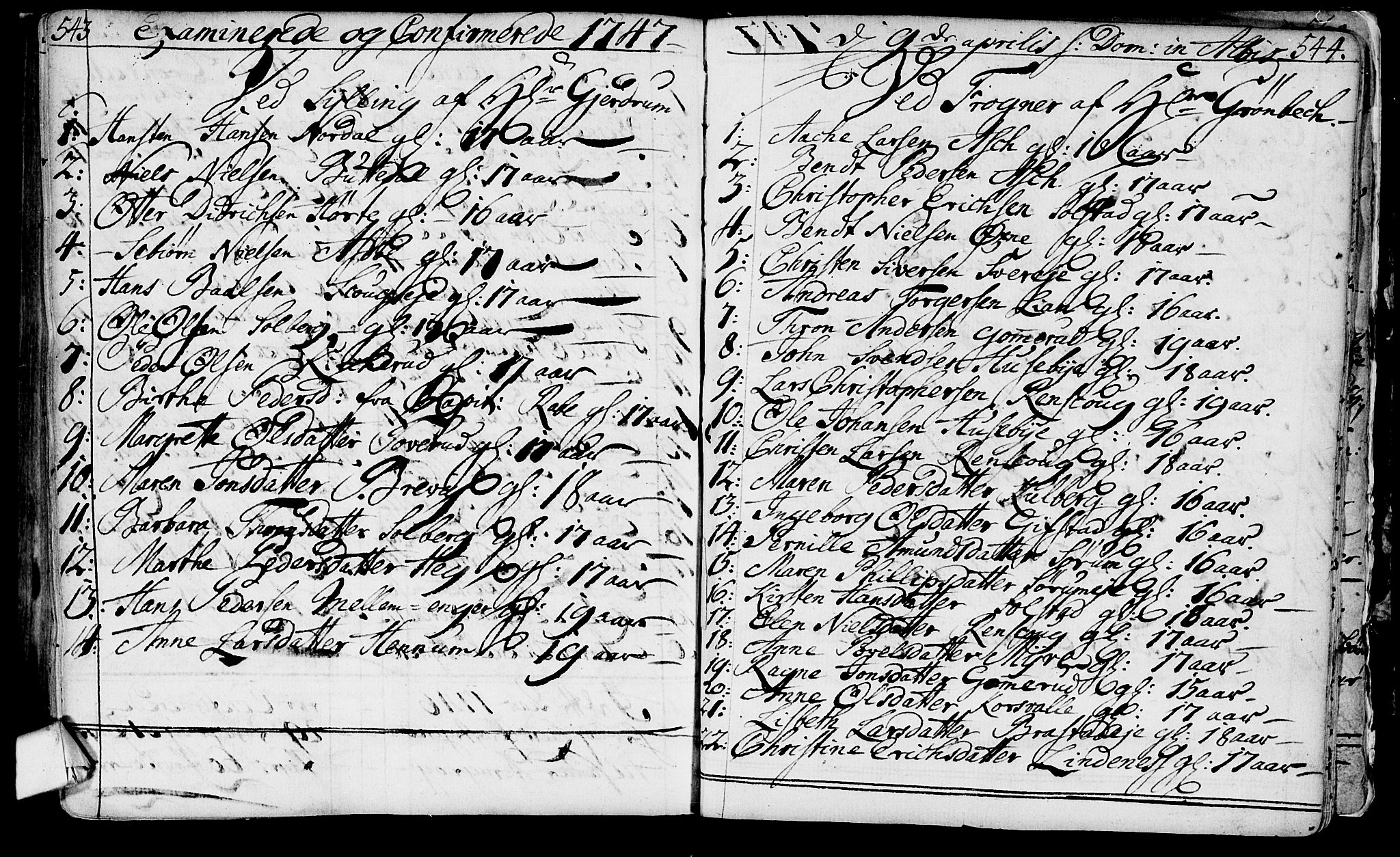 Lier kirkebøker, AV/SAKO-A-230/F/Fa/L0003: Ministerialbok nr. I 3, 1727-1748, s. 543-544