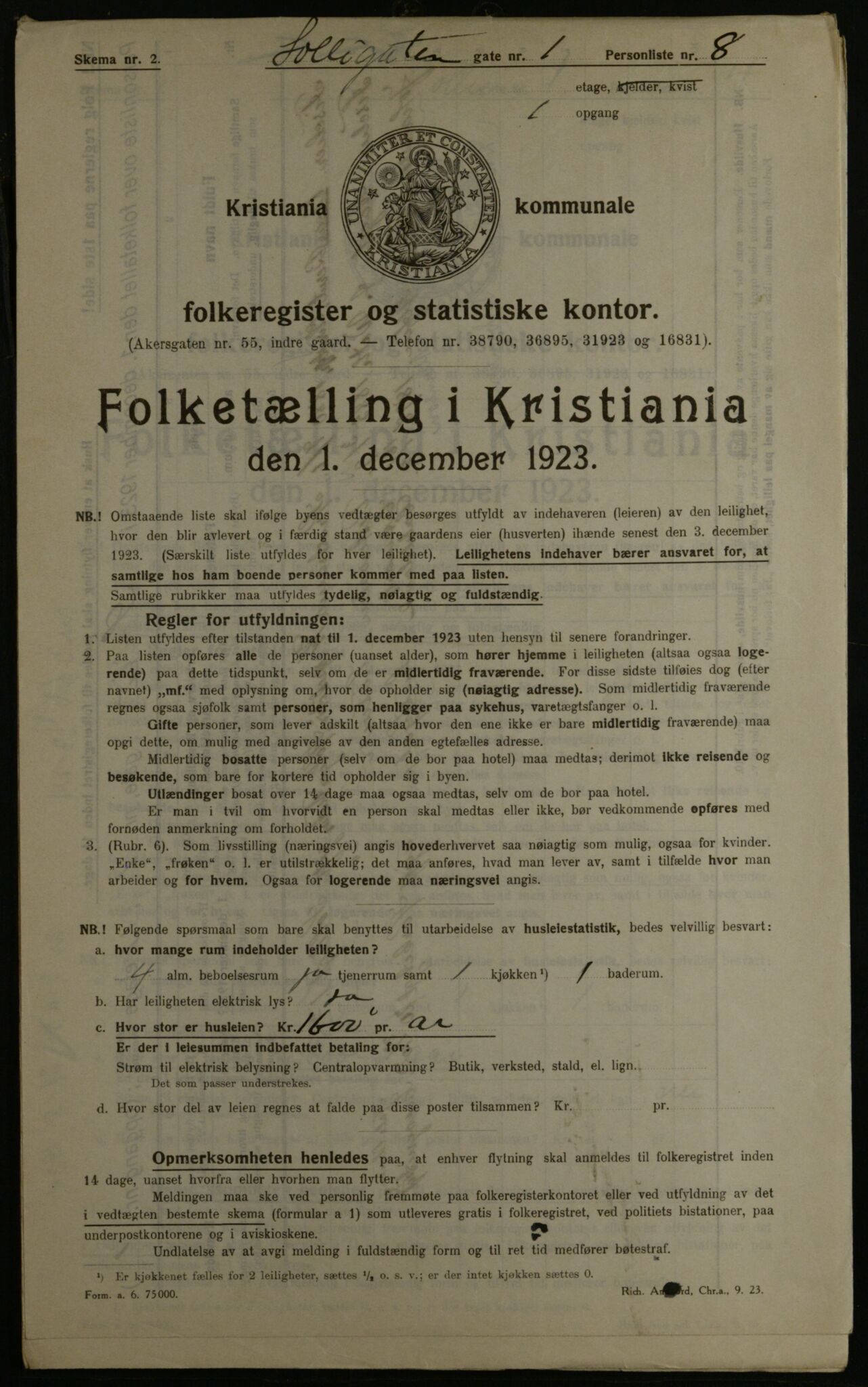 OBA, Kommunal folketelling 1.12.1923 for Kristiania, 1923, s. 109778