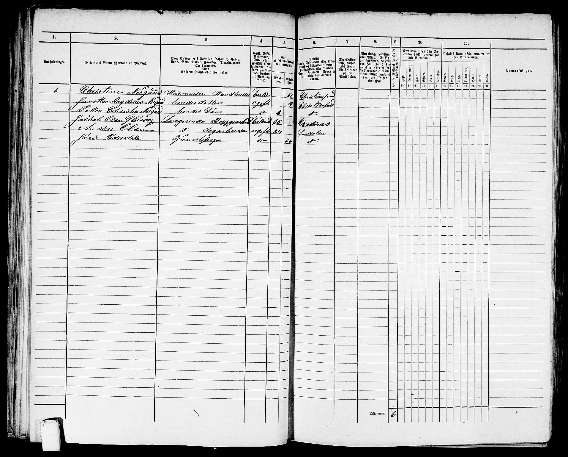 RA, Folketelling 1865 for 1503B Kristiansund prestegjeld, Kristiansund kjøpstad, 1865, s. 622