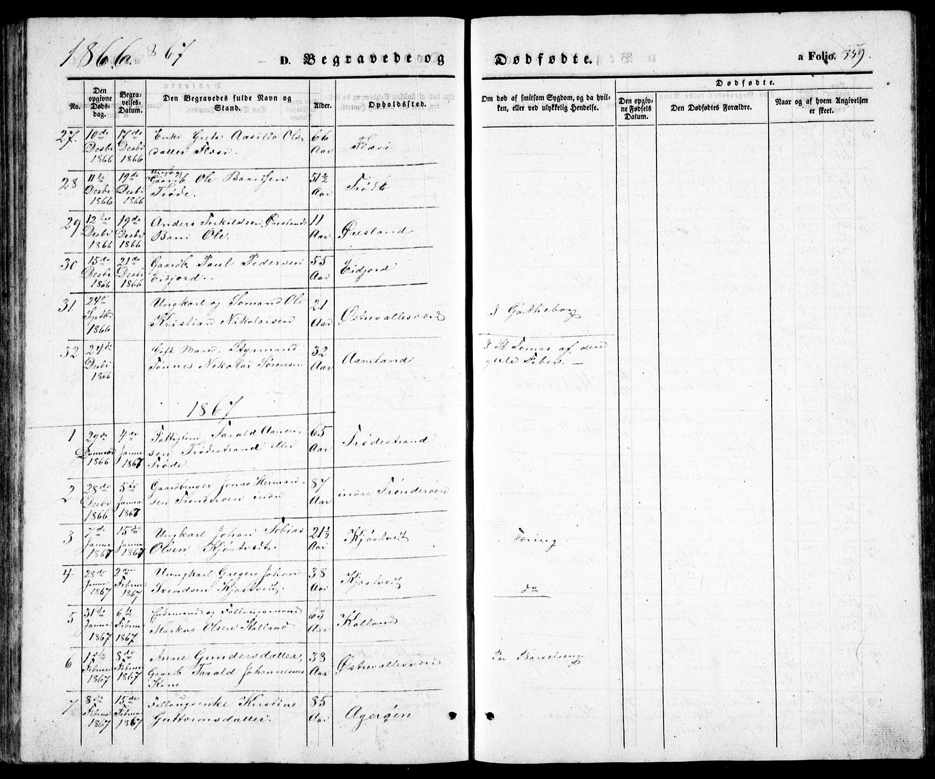 Høvåg sokneprestkontor, SAK/1111-0025/F/Fb/L0002: Klokkerbok nr. B 2, 1847-1869, s. 359