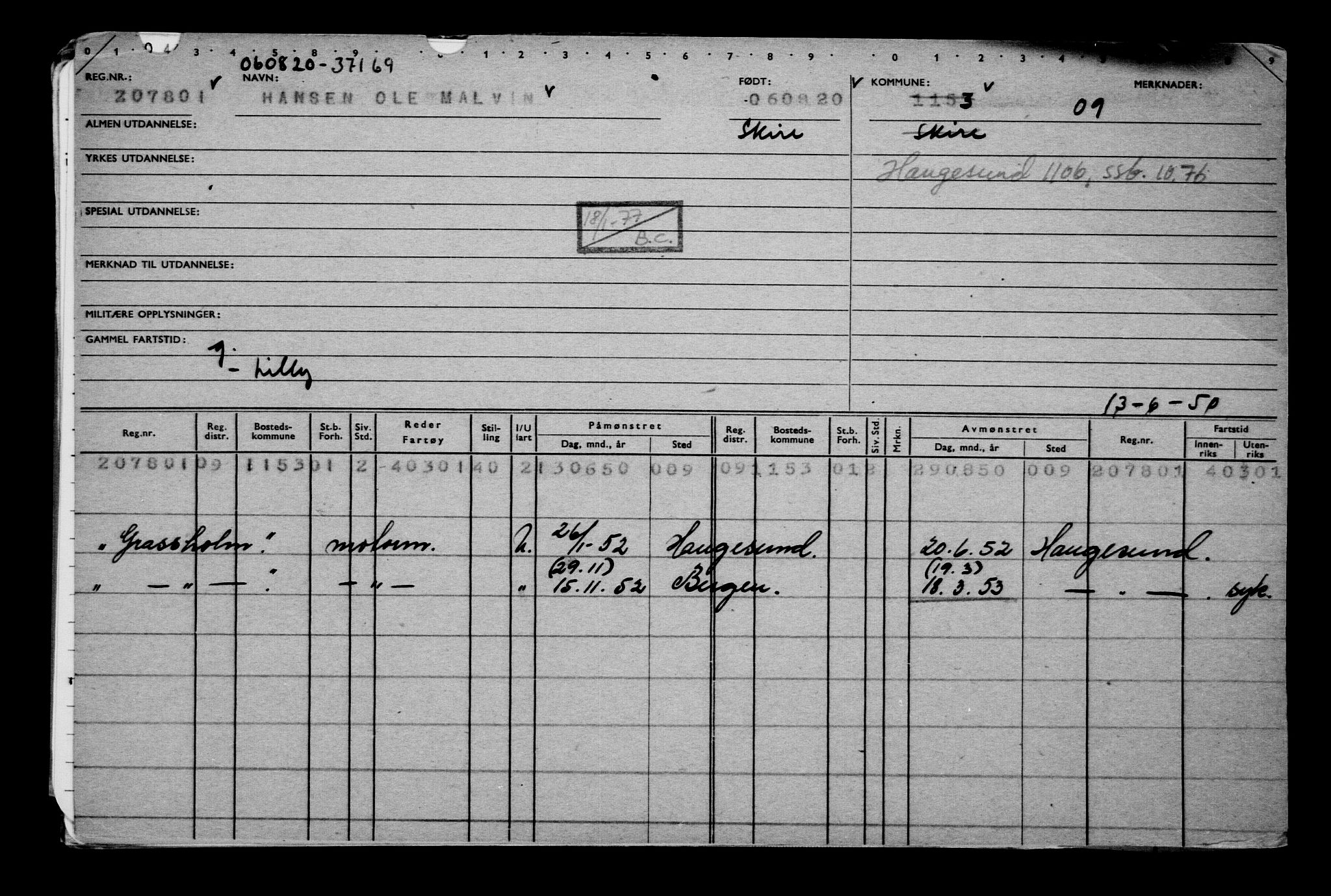 Direktoratet for sjømenn, AV/RA-S-3545/G/Gb/L0184: Hovedkort, 1920, s. 128