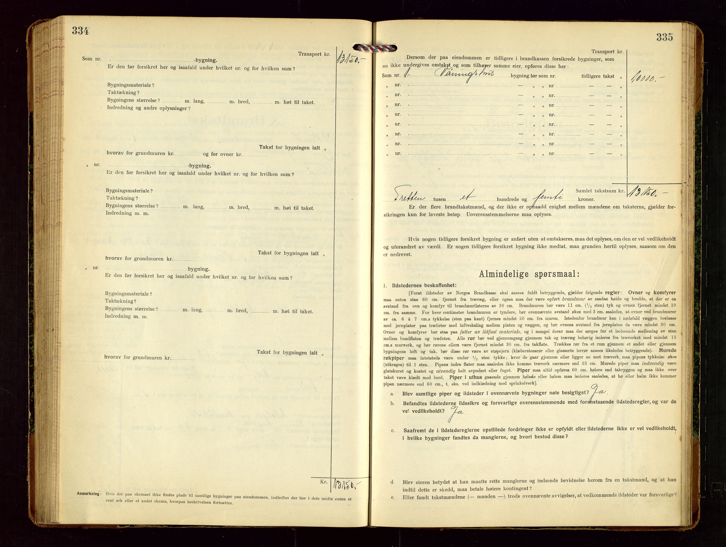 Hetland lensmannskontor, AV/SAST-A-100101/Gob/L0002: "Brandtakstprotokol", 1918-1932, s. 334-335