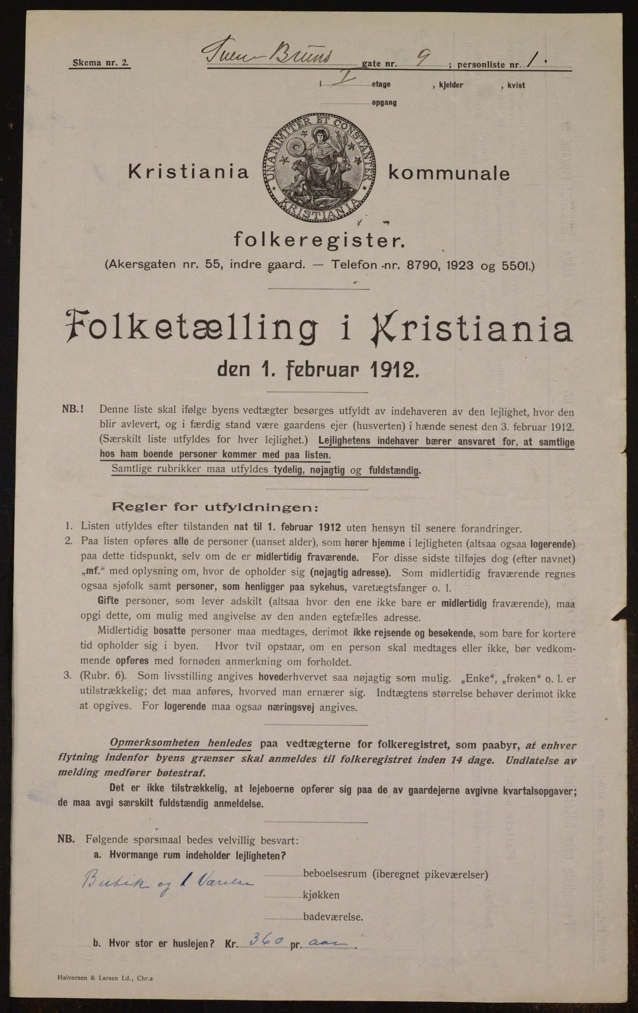 OBA, Kommunal folketelling 1.2.1912 for Kristiania, 1912, s. 104853