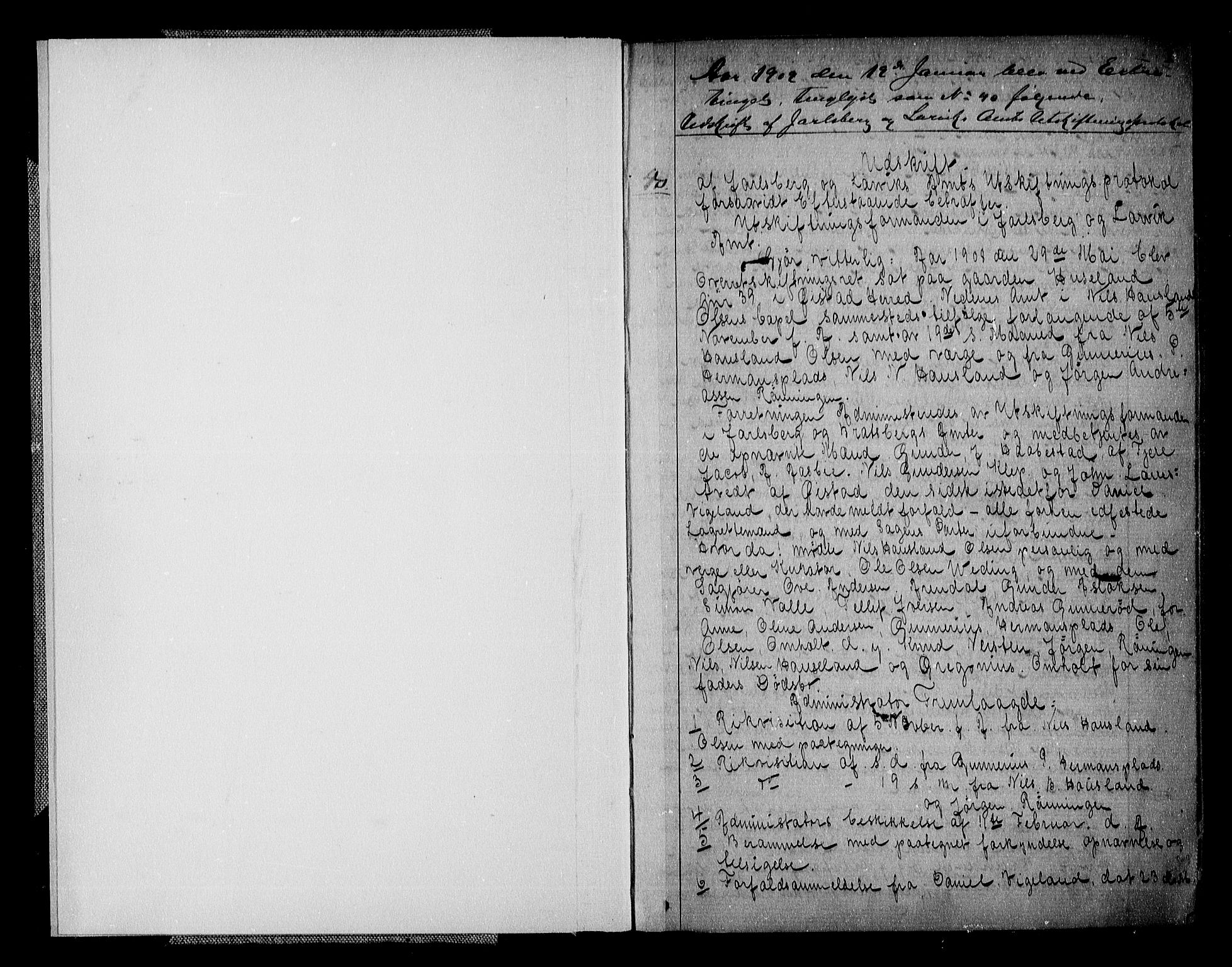 Nedenes sorenskriveri, SAK/1221-0006/G/Gb/Gba/L0021: Pantebok nr. 18, 1909-1911, s. 1