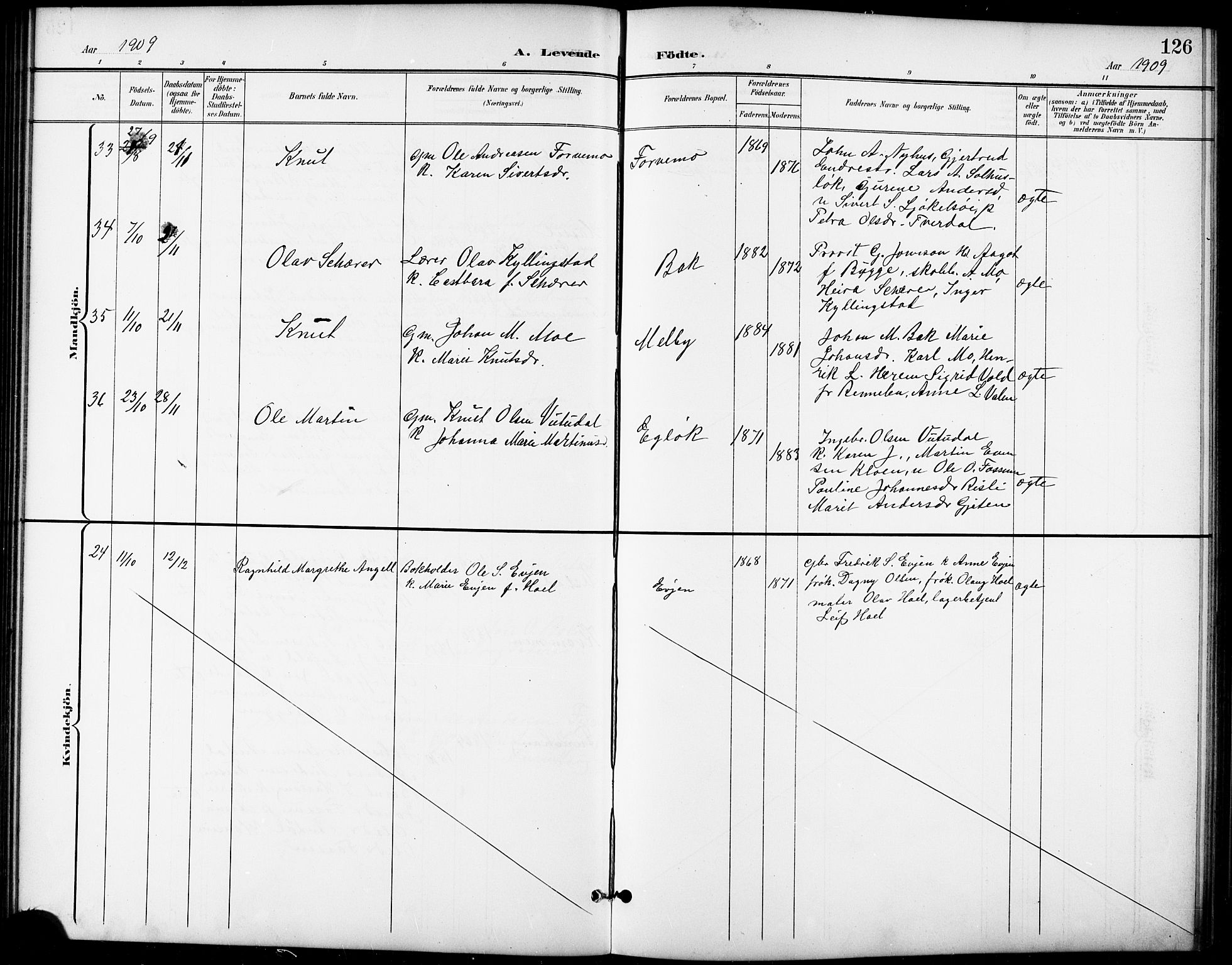 Ministerialprotokoller, klokkerbøker og fødselsregistre - Sør-Trøndelag, AV/SAT-A-1456/668/L0819: Klokkerbok nr. 668C08, 1899-1912, s. 126