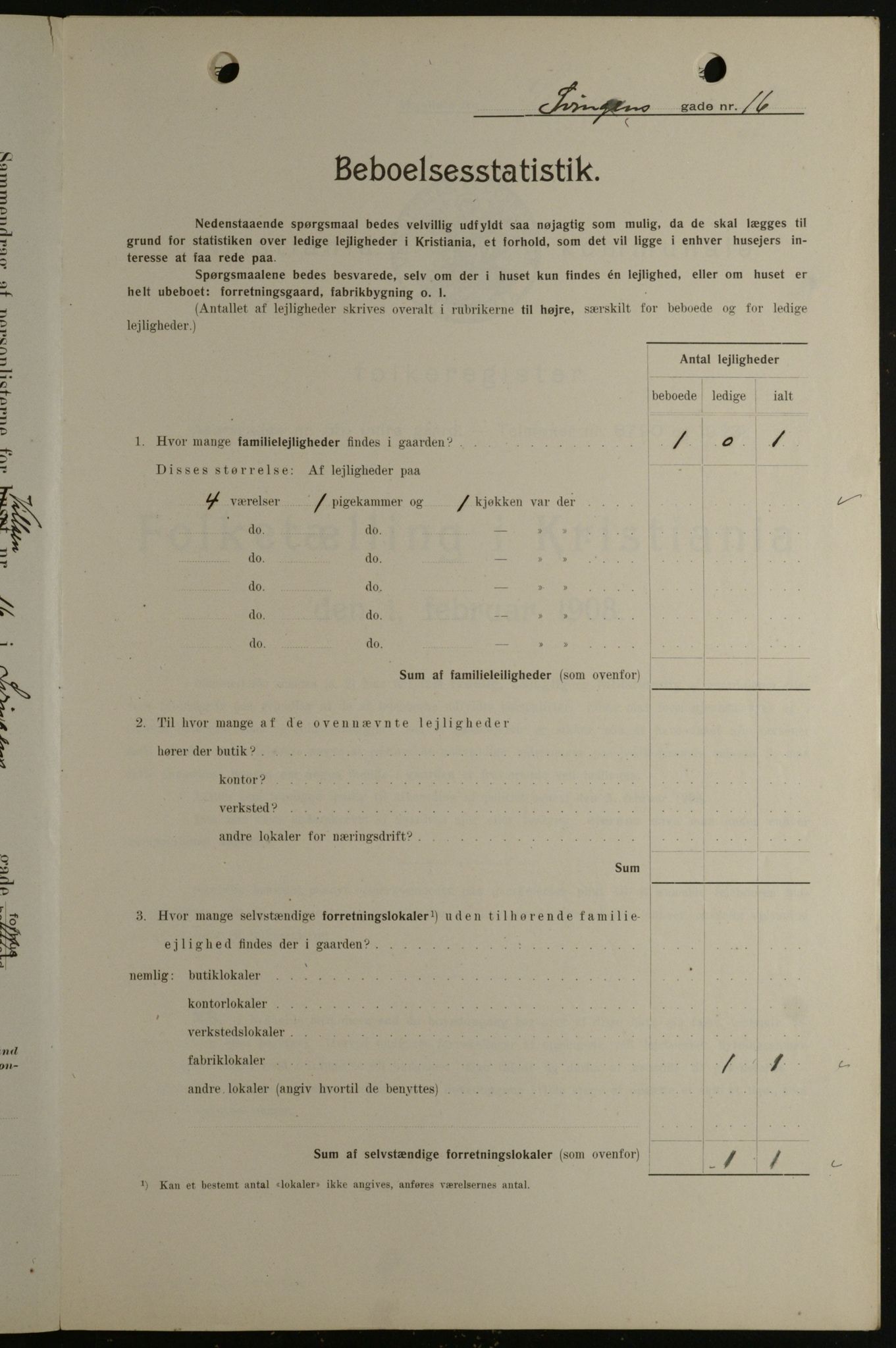 OBA, Kommunal folketelling 1.2.1908 for Kristiania kjøpstad, 1908, s. 95467