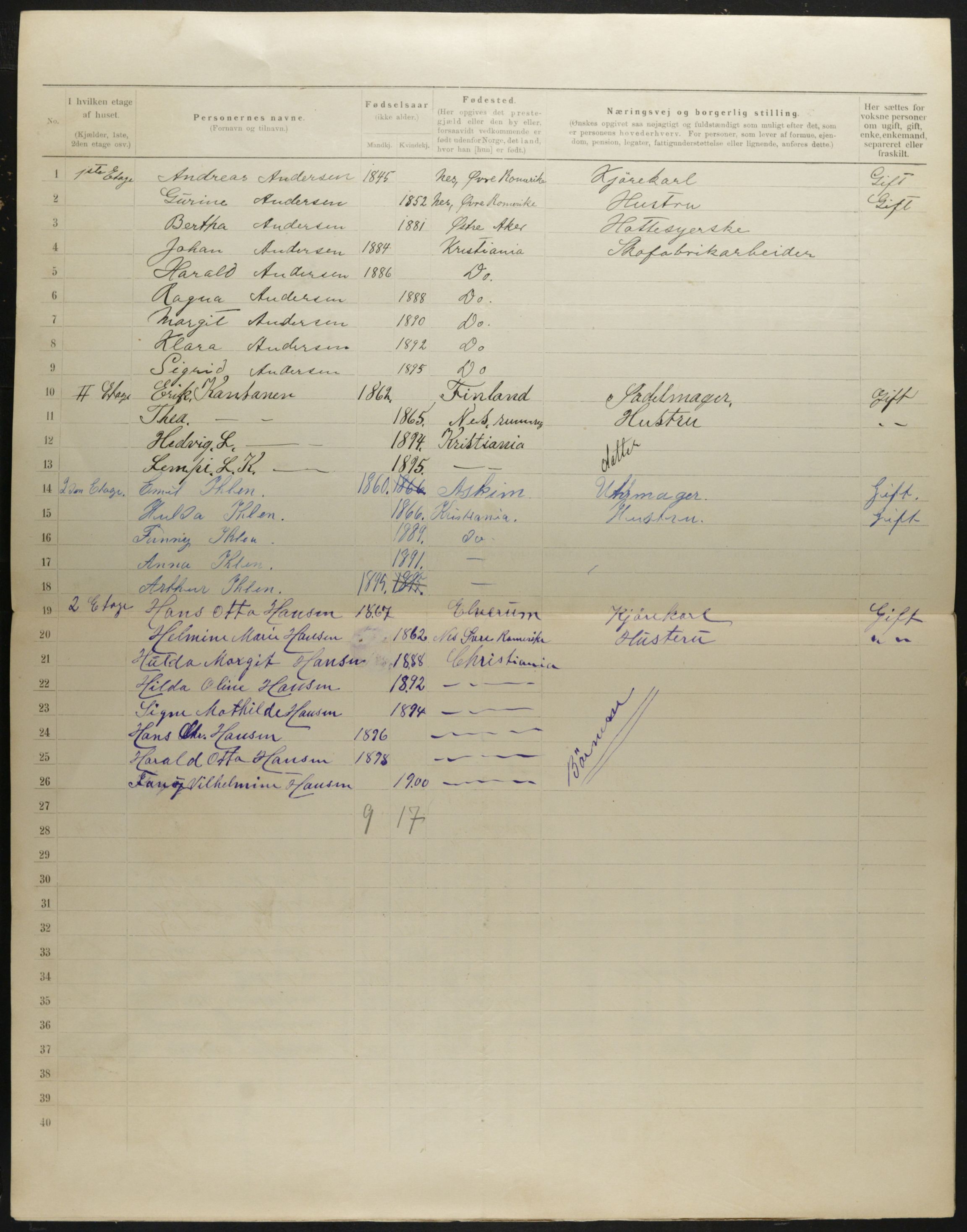 OBA, Kommunal folketelling 31.12.1901 for Kristiania kjøpstad, 1901, s. 842