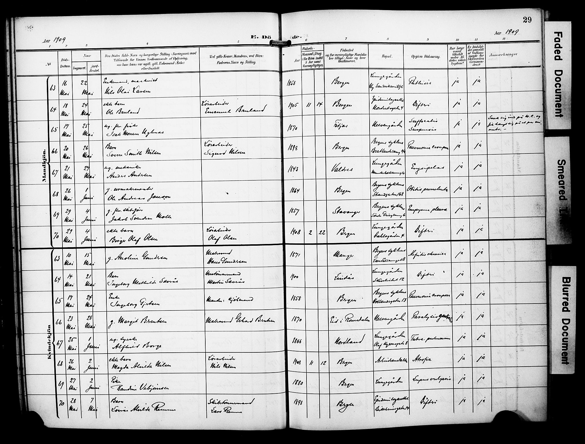 Bergen kommunale pleiehjem - stiftelsespresten, AV/SAB-A-100281: Ministerialbok nr. A 6, 1908-1920, s. 29