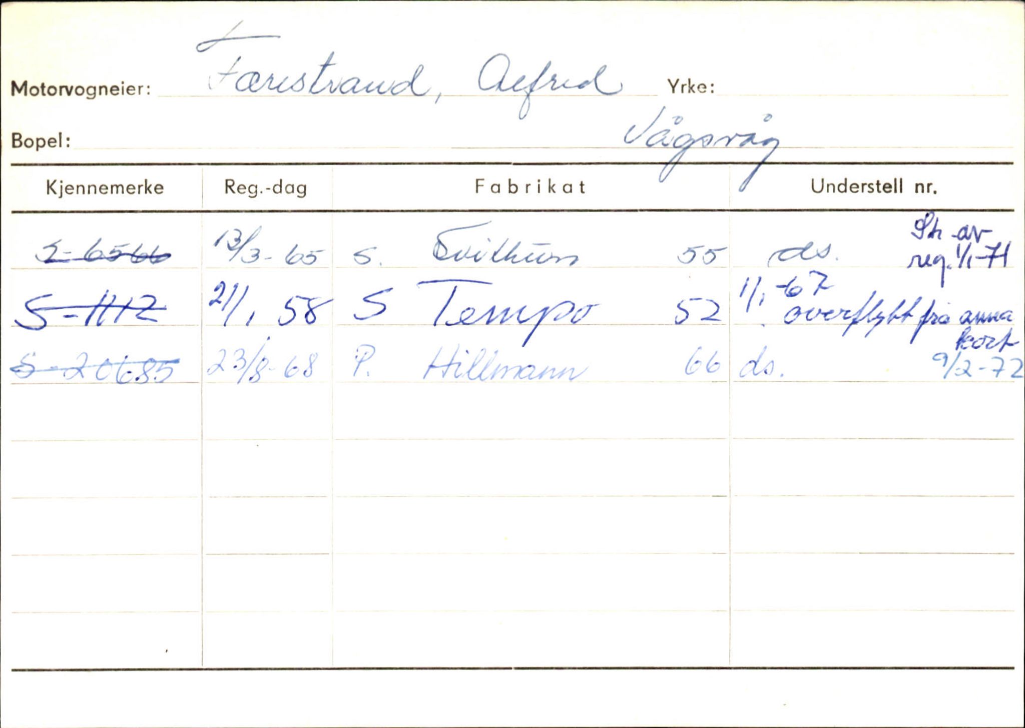 Statens vegvesen, Sogn og Fjordane vegkontor, SAB/A-5301/4/F/L0144: Registerkort Vågsøy A-R, 1945-1975, s. 608