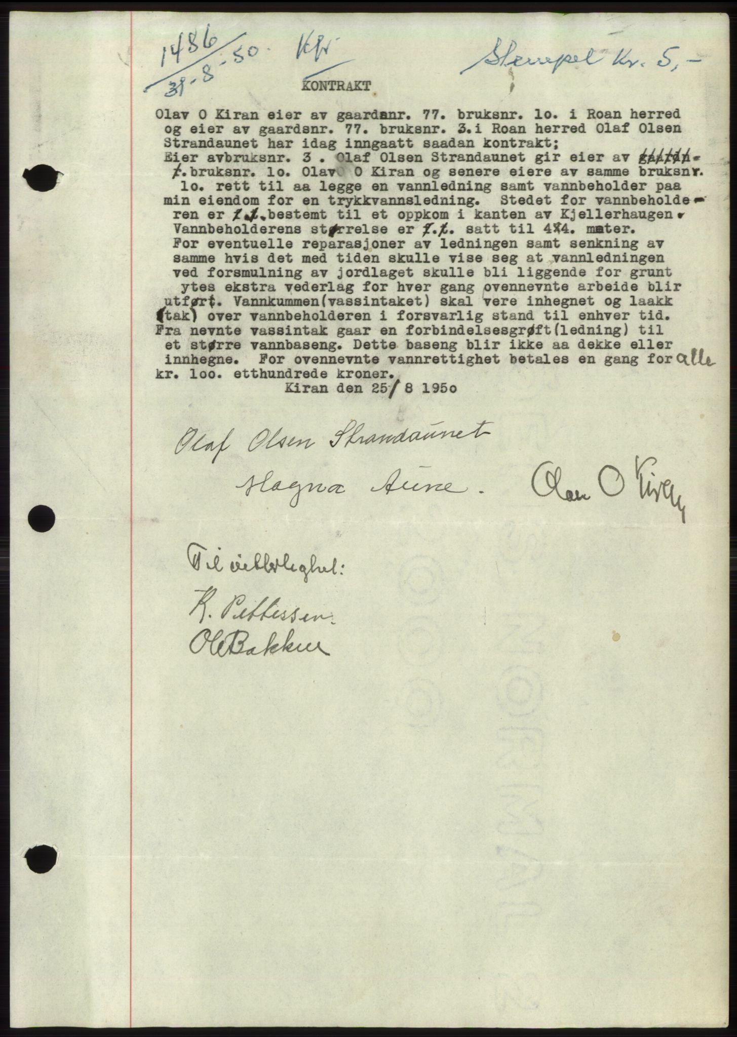 Fosen sorenskriveri, AV/SAT-A-1107/1/2/2C: Pantebok nr. B3, 1948-1950, Dagboknr: 1486/1950