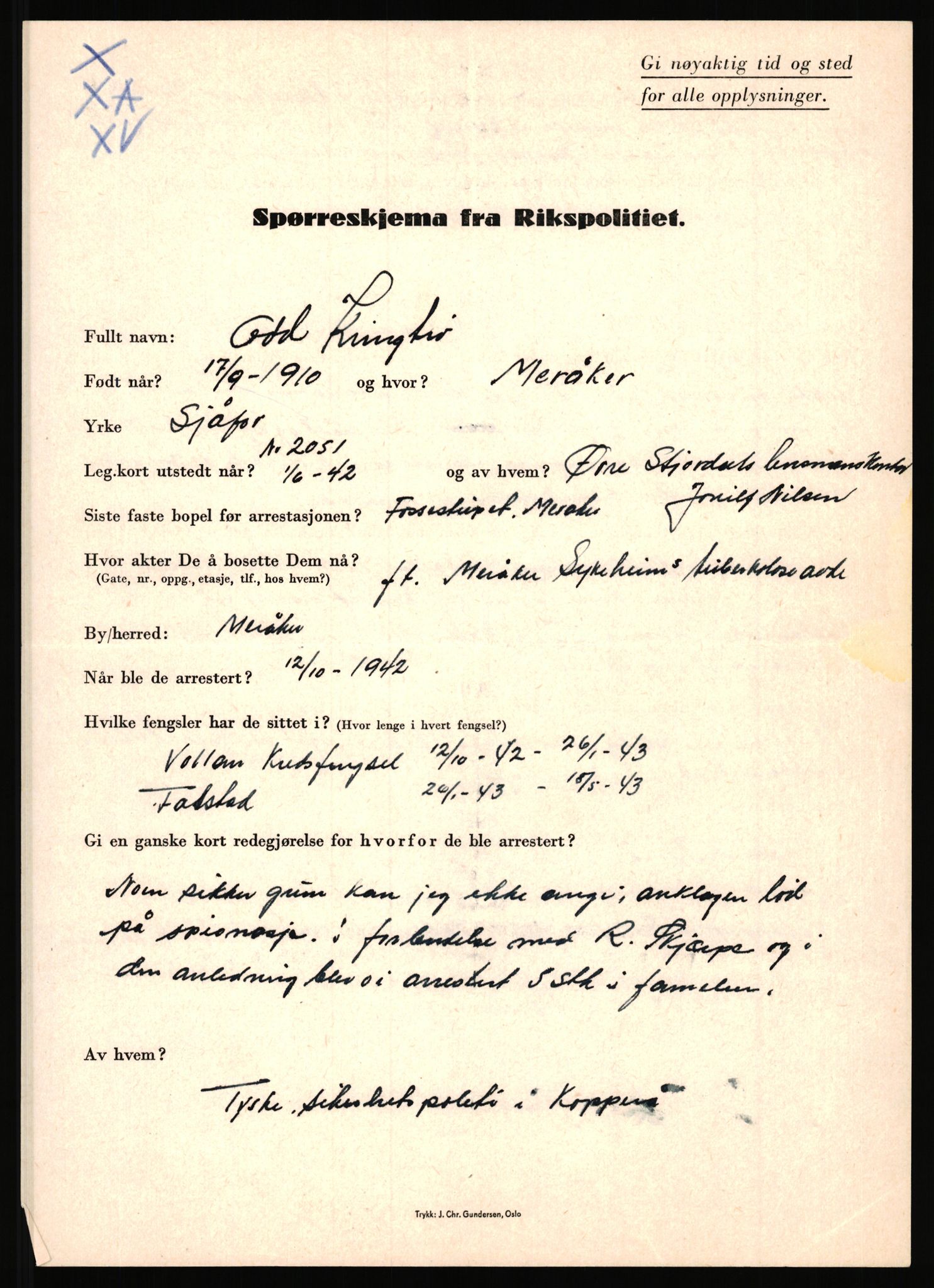 Rikspolitisjefen, AV/RA-S-1560/L/L0009: Karlsen, Aksel Emanuel - Kristiansen, Øivind Vetre, 1940-1945, s. 873