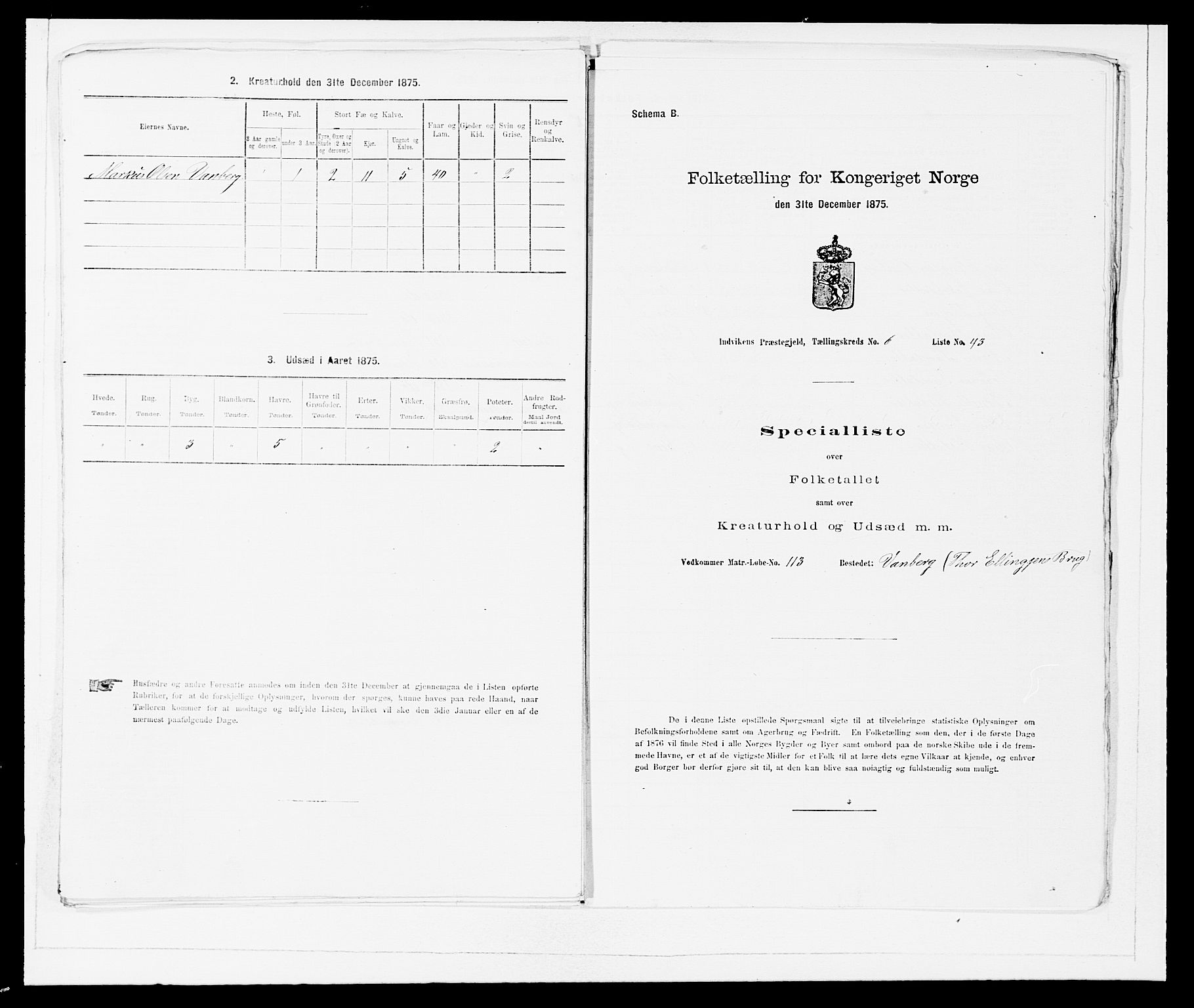 SAB, Folketelling 1875 for 1447P Innvik prestegjeld, 1875, s. 698