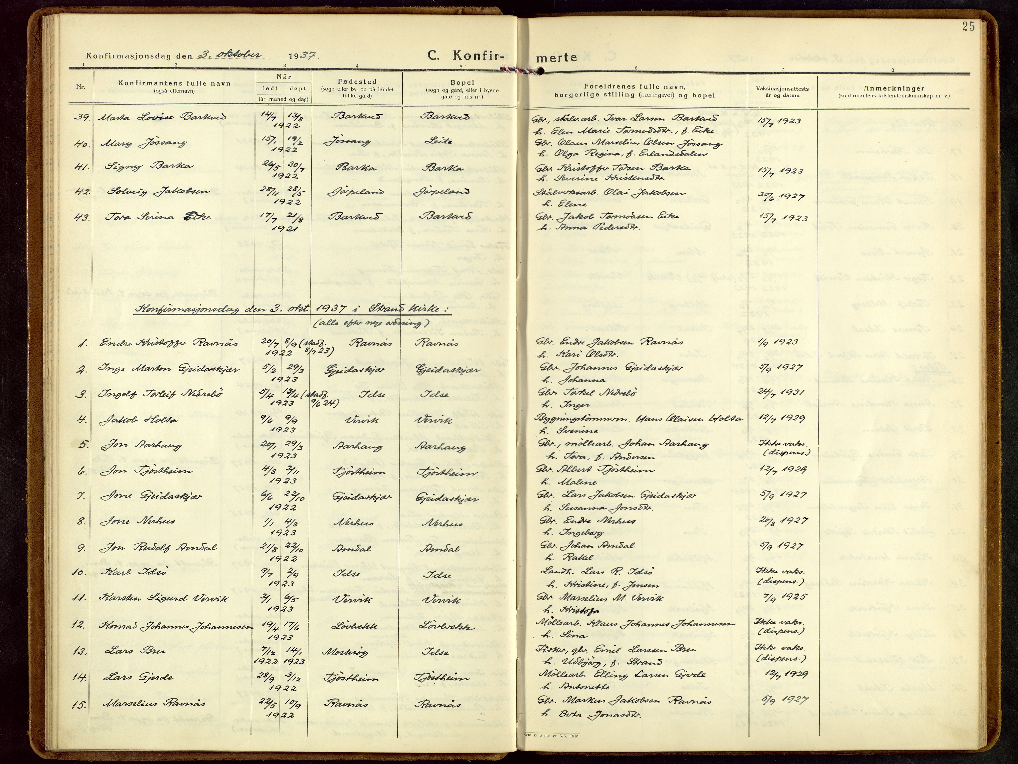 Strand sokneprestkontor, SAST/A-101828/H/Ha/Haa/L0013: Ministerialbok nr. A 13, 1931-1961, s. 25