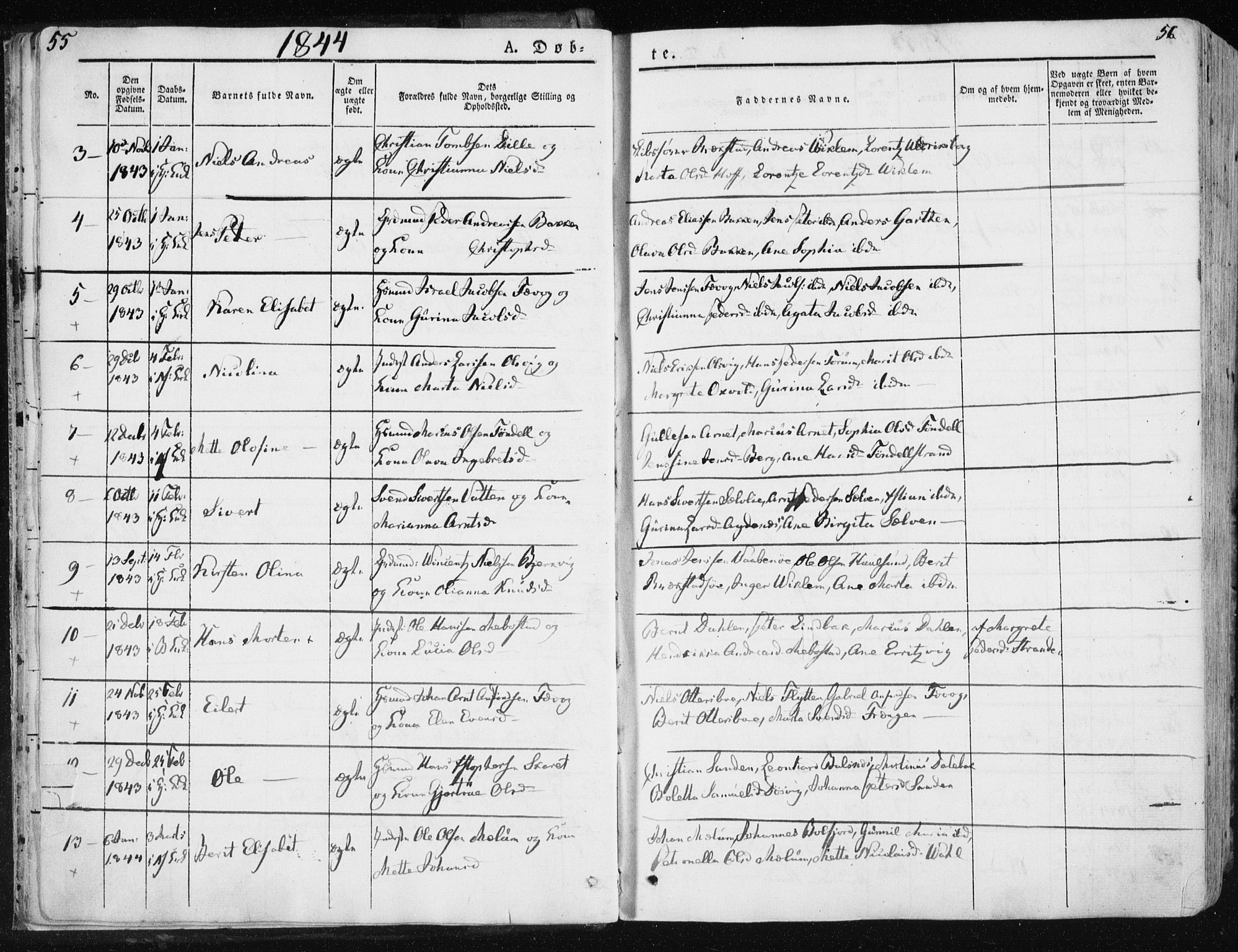 Ministerialprotokoller, klokkerbøker og fødselsregistre - Sør-Trøndelag, SAT/A-1456/659/L0736: Ministerialbok nr. 659A06, 1842-1856, s. 55-56
