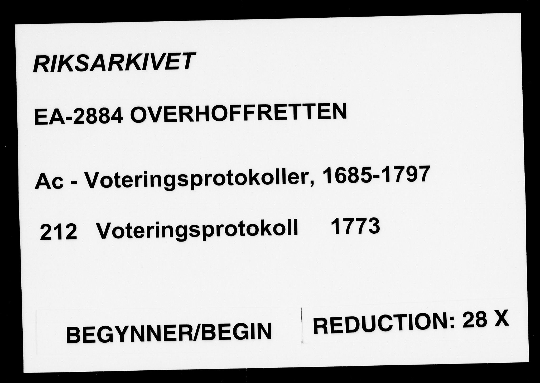 Overhoffretten 1667-1797, RA/EA-2884/Ac/L0212: Voteringsprotokoll, 1773