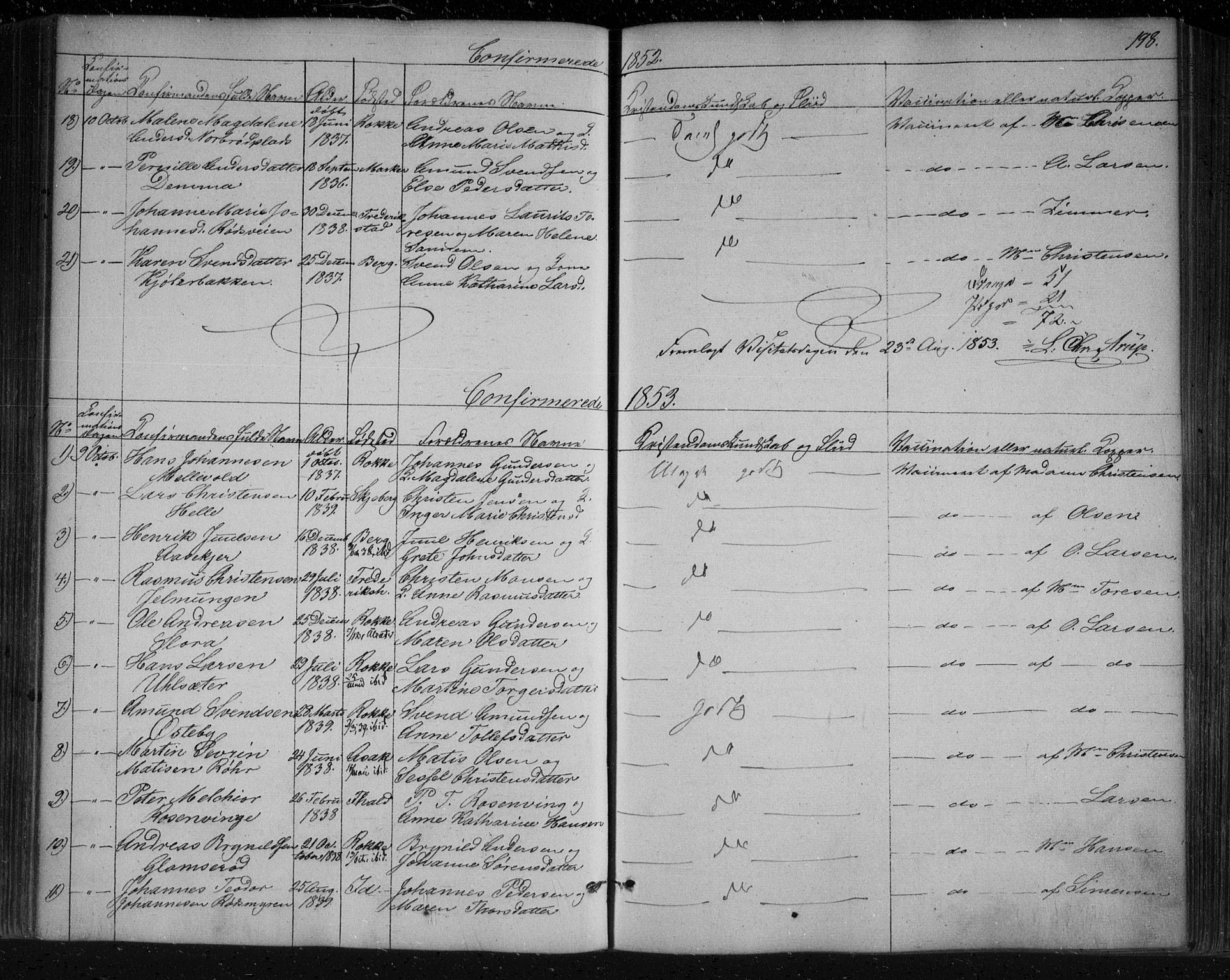 Berg prestekontor Kirkebøker, SAO/A-10902/F/Fa/L0004: Ministerialbok nr. I 4, 1843-1860, s. 198