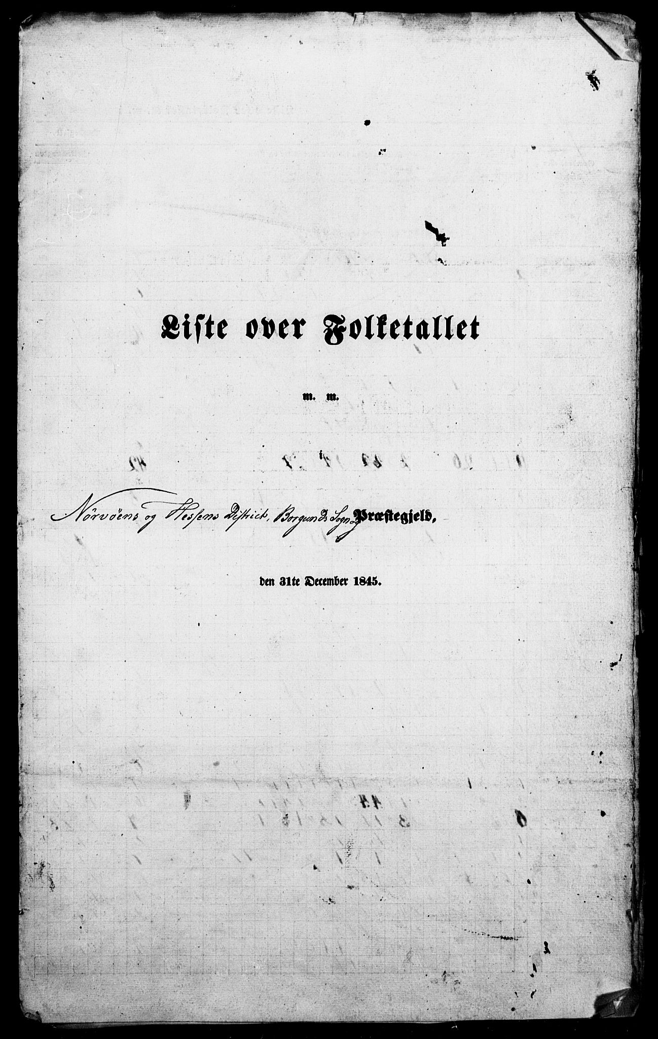SAT, Folketelling 1845 for 1531P Borgund prestegjeld, 1845, s. 1
