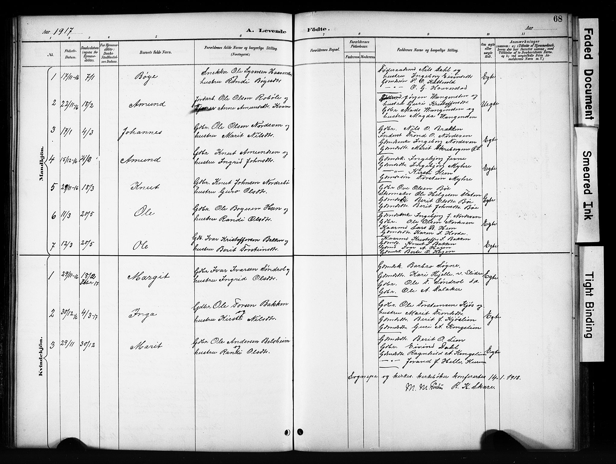 Vang prestekontor, Valdres, AV/SAH-PREST-140/H/Hb/L0006: Klokkerbok nr. 6, 1893-1918, s. 68