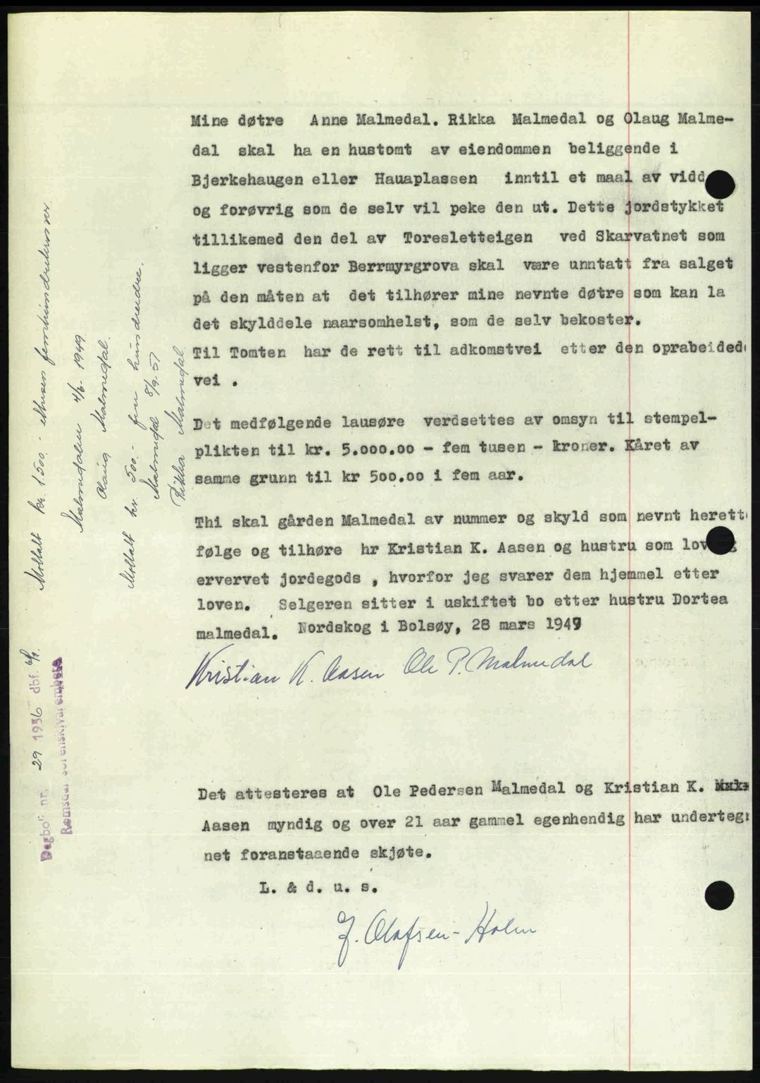 Romsdal sorenskriveri, AV/SAT-A-4149/1/2/2C: Pantebok nr. A29, 1949-1949, Dagboknr: 1108/1949