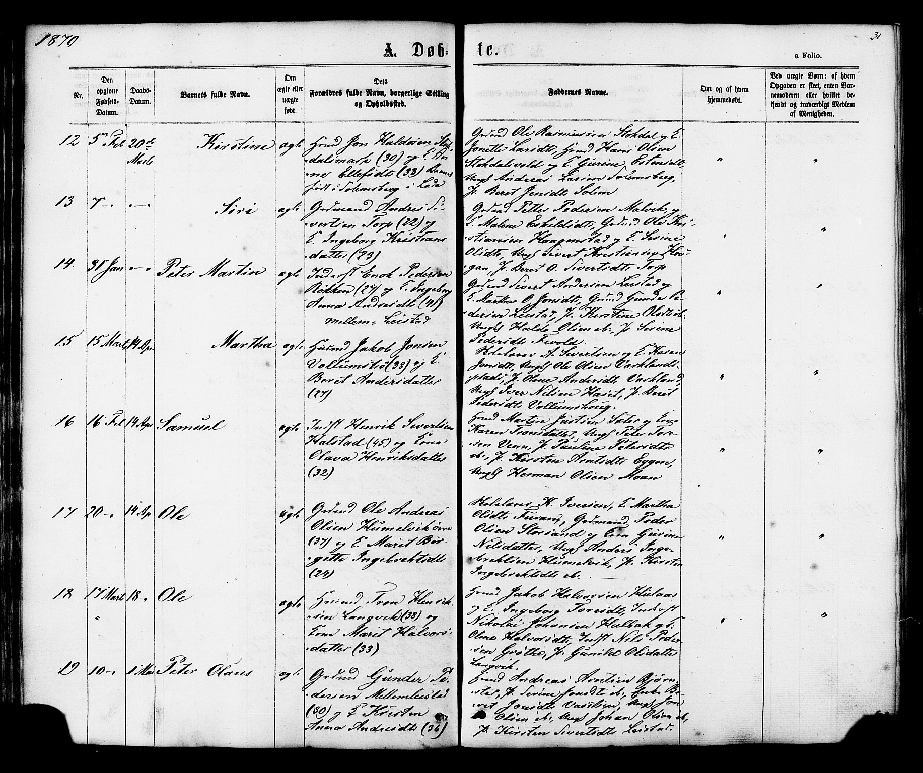 Ministerialprotokoller, klokkerbøker og fødselsregistre - Sør-Trøndelag, AV/SAT-A-1456/616/L0409: Ministerialbok nr. 616A06, 1865-1877, s. 31