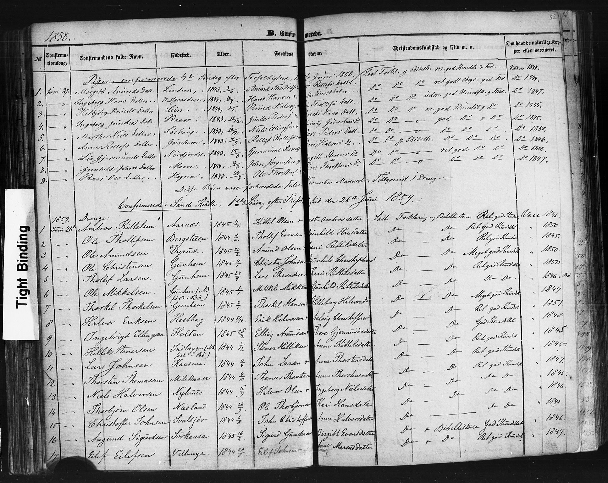 Sauherad kirkebøker, AV/SAKO-A-298/F/Fb/L0001: Ministerialbok nr. II 1, 1851-1877, s. 82