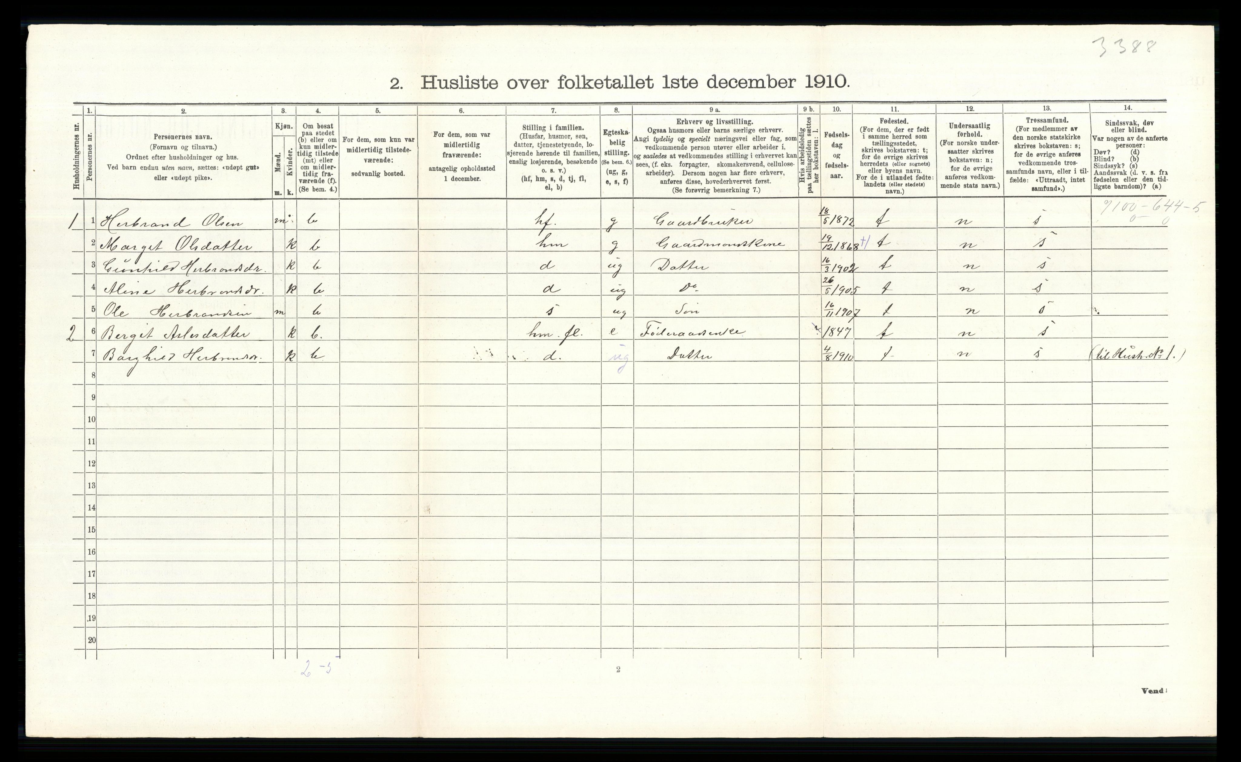 RA, Folketelling 1910 for 0616 Nes herred, 1910, s. 153