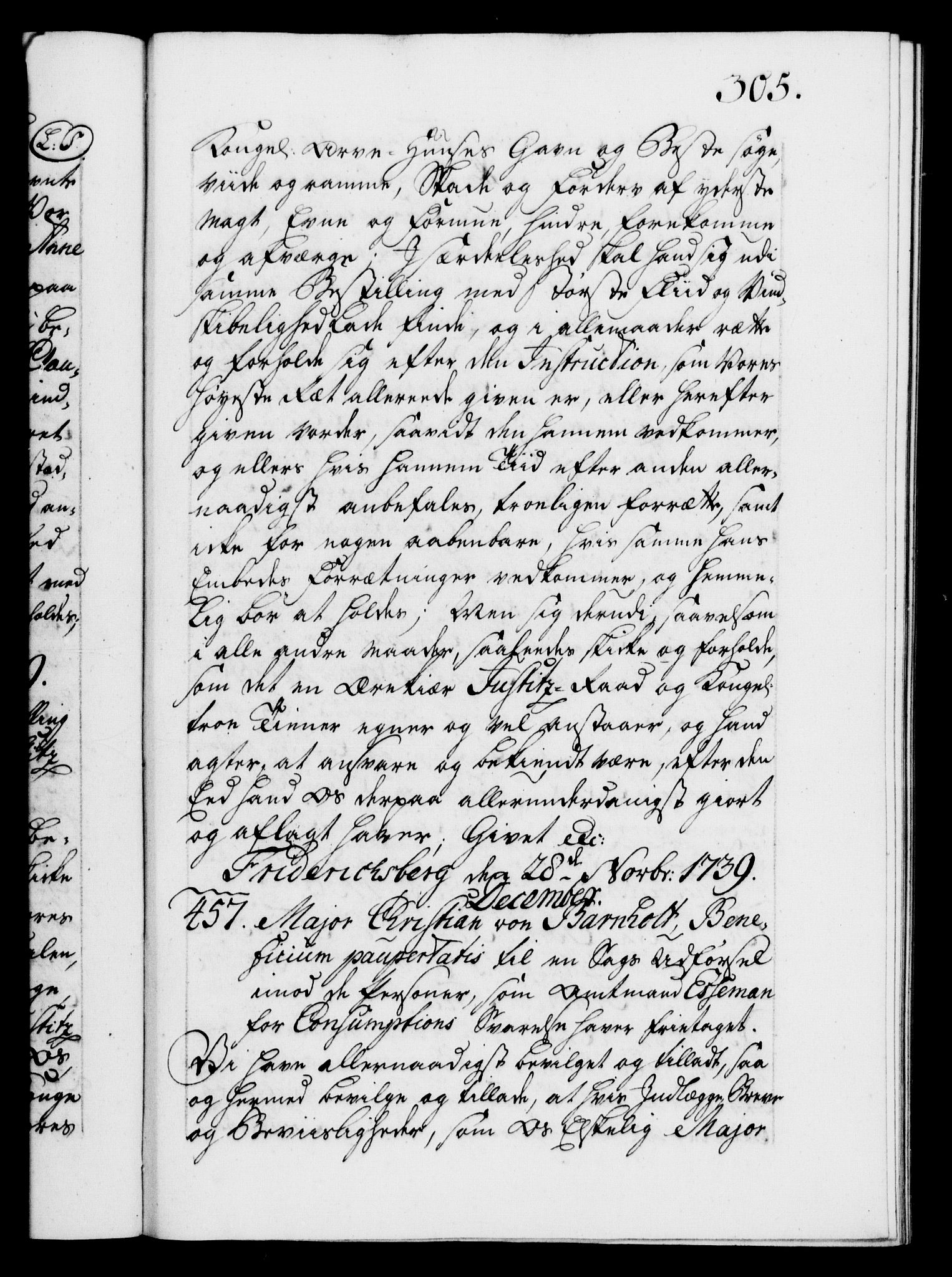 Danske Kanselli 1572-1799, RA/EA-3023/F/Fc/Fca/Fcaa/L0031: Norske registre, 1739-1740, s. 305a