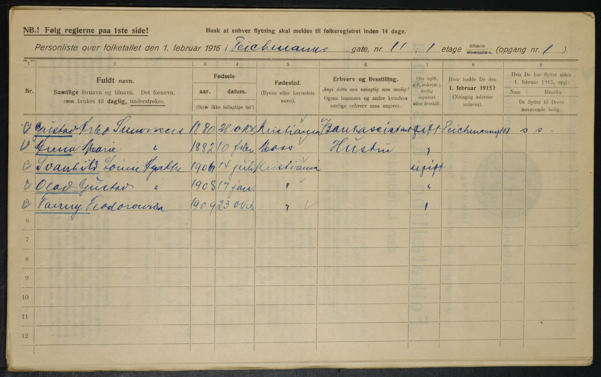 OBA, Kommunal folketelling 1.2.1916 for Kristiania, 1916, s. 15691