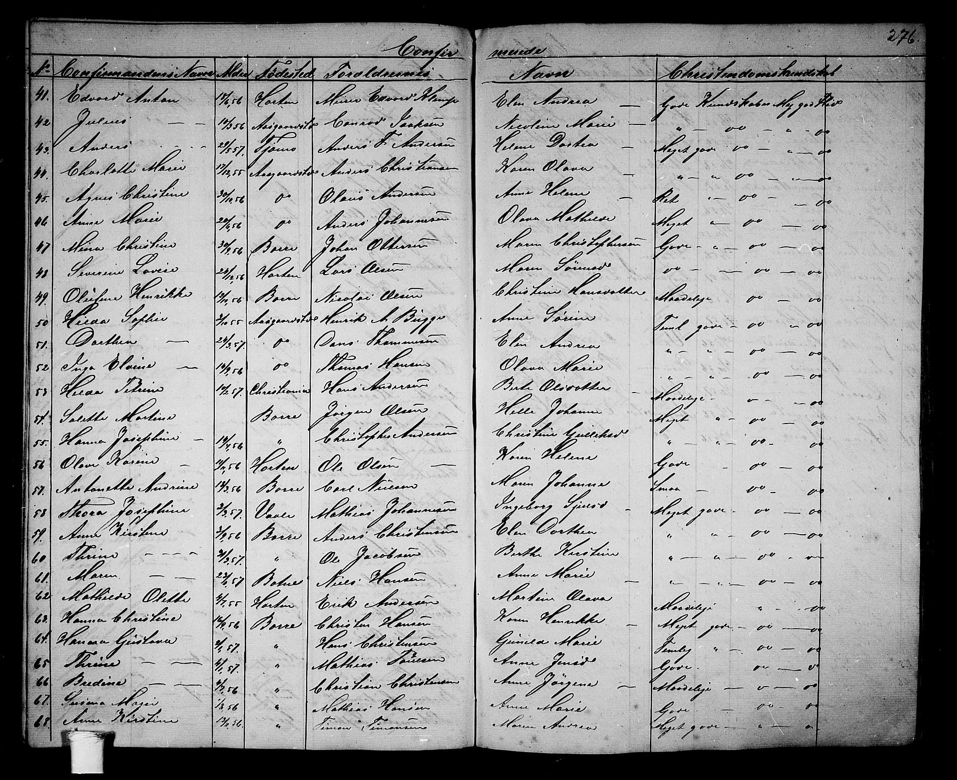 Borre kirkebøker, AV/SAKO-A-338/G/Ga/L0002: Klokkerbok nr. I 2, 1852-1871, s. 276