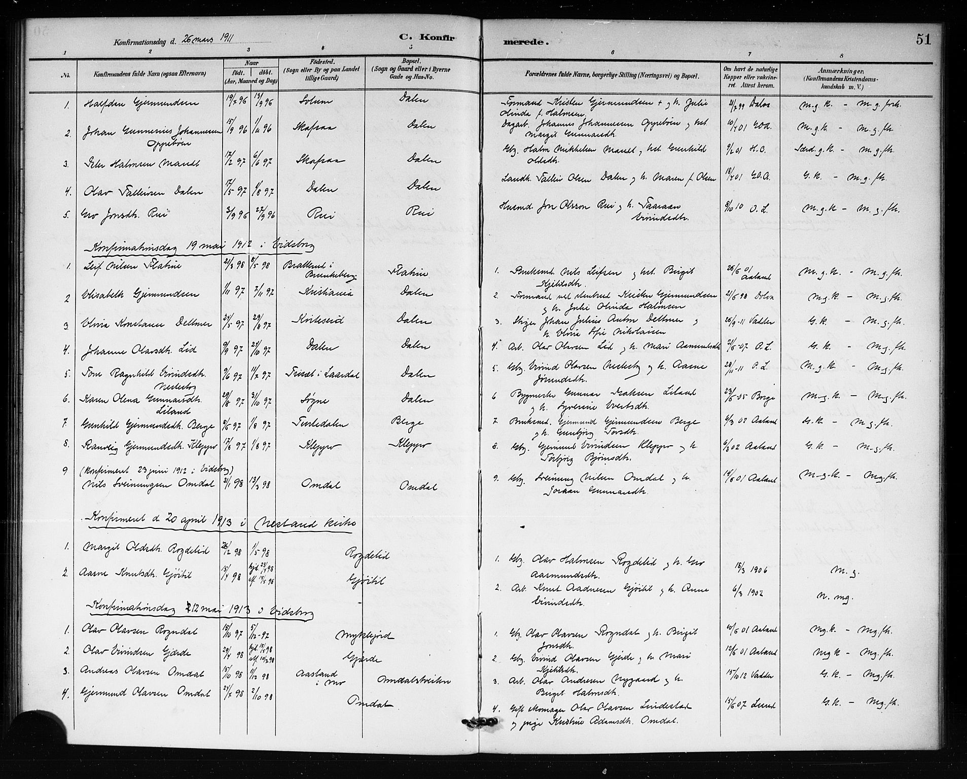 Lårdal kirkebøker, AV/SAKO-A-284/G/Gb/L0003: Klokkerbok nr. II 3, 1889-1920, s. 51