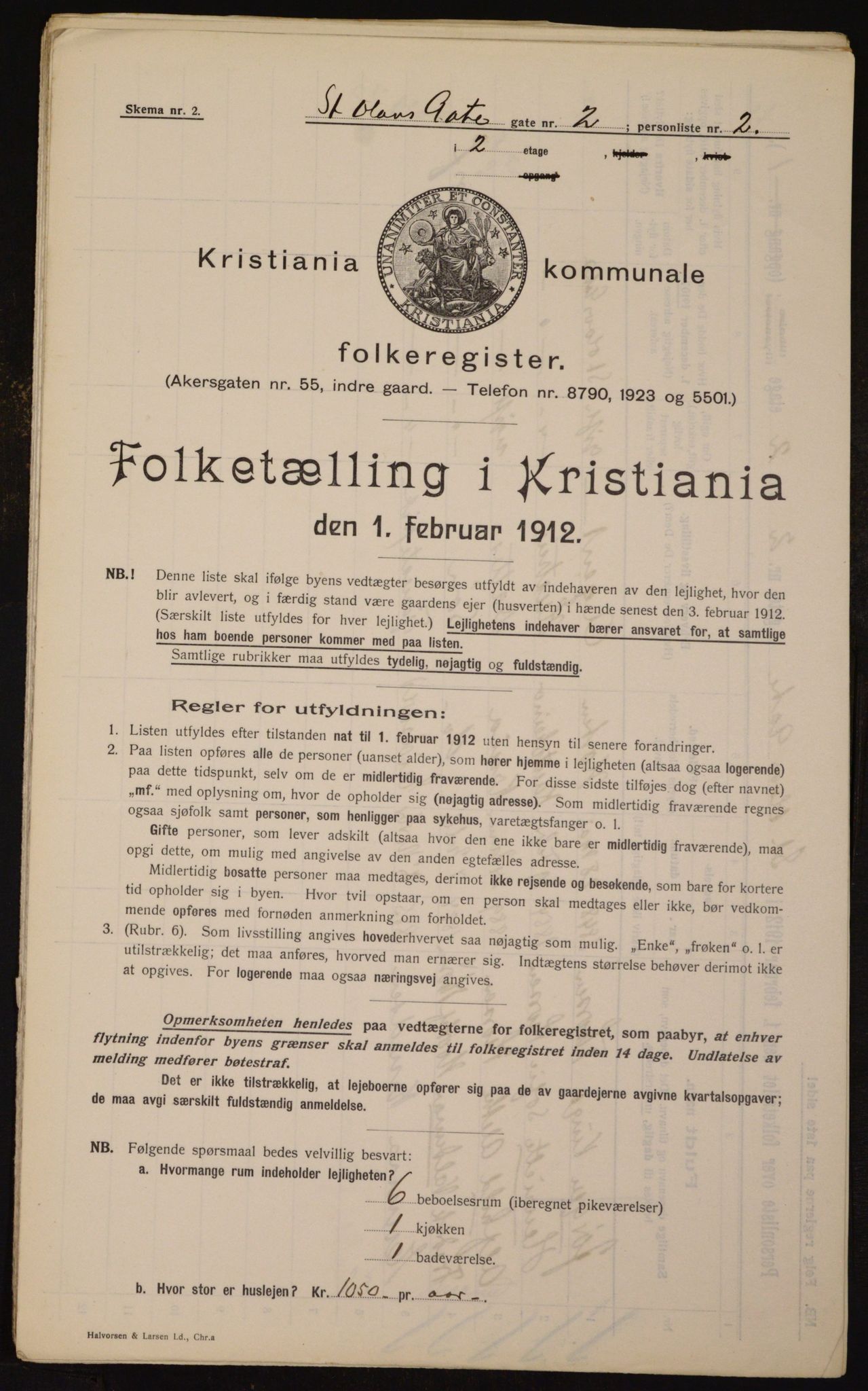 OBA, Kommunal folketelling 1.2.1912 for Kristiania, 1912, s. 88191