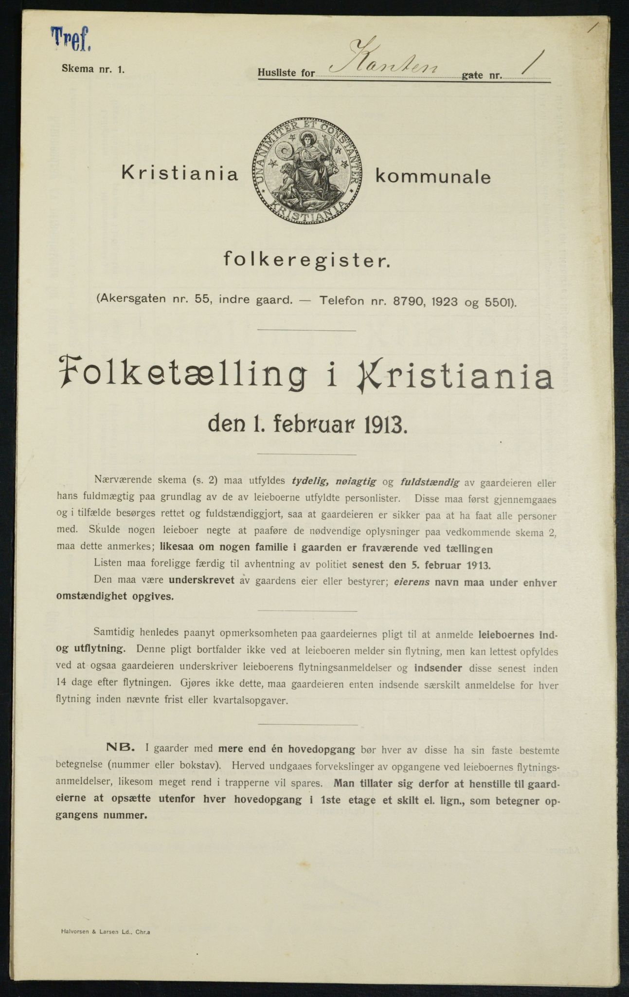 OBA, Kommunal folketelling 1.2.1913 for Kristiania, 1913, s. 47881