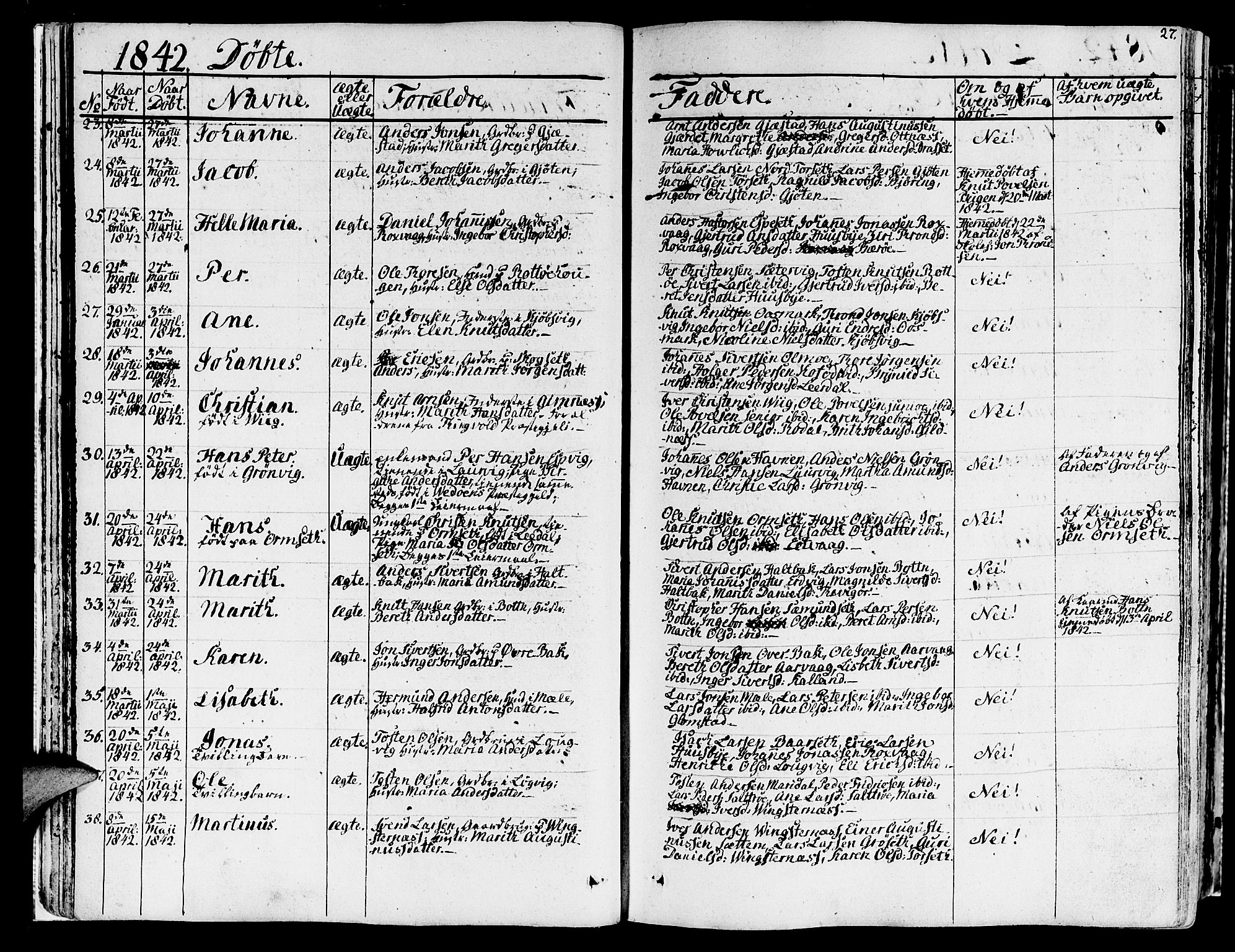 Ministerialprotokoller, klokkerbøker og fødselsregistre - Møre og Romsdal, SAT/A-1454/578/L0904: Ministerialbok nr. 578A03, 1836-1858, s. 27