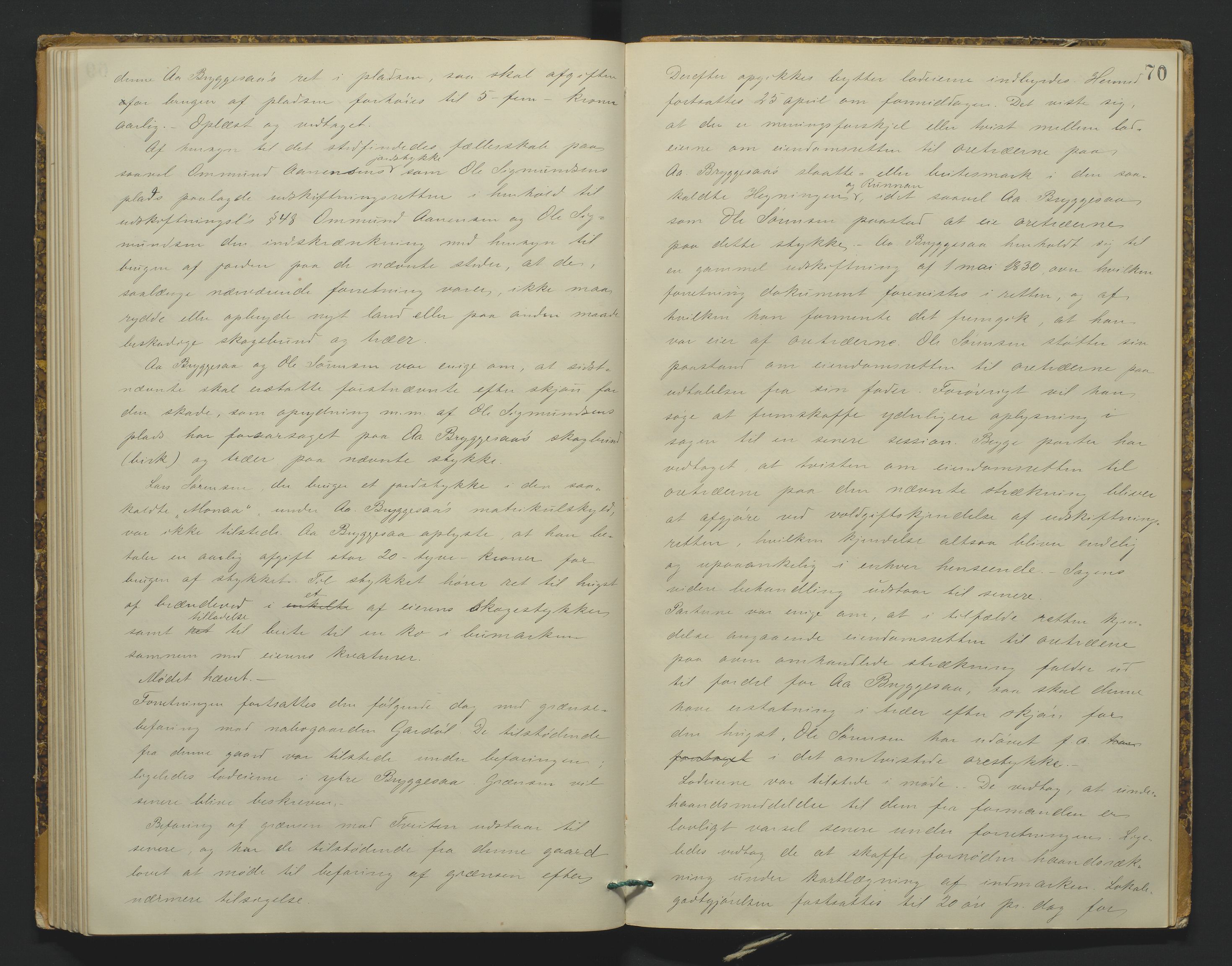 Utskiftningsformannen i Lister og Mandal amt, AV/SAK-1541-0003/F/Fa/Faa/L0028: Utskiftningsprotokoll med register nr 28, 1889-1896, s. 69b-70a