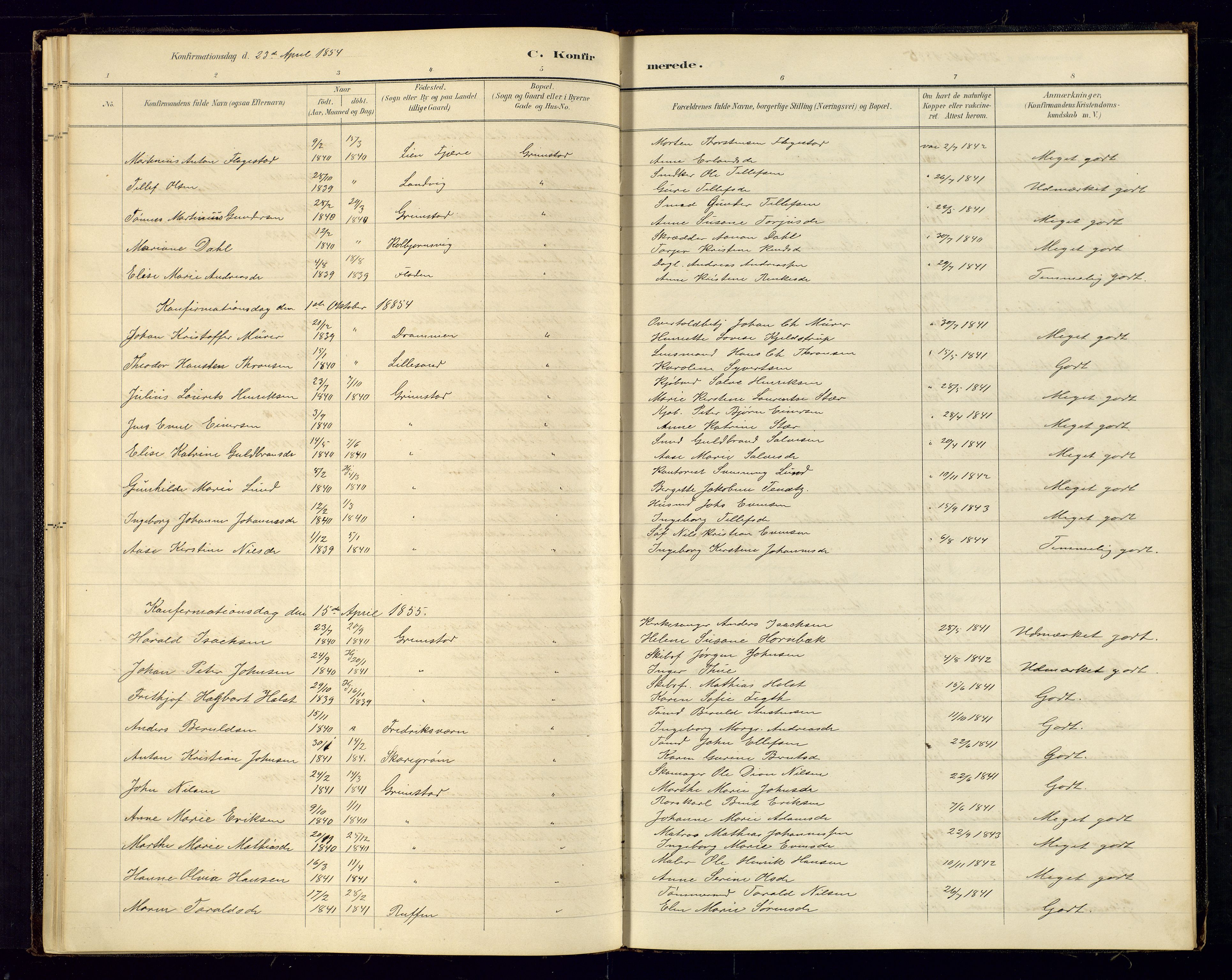 Grimstad sokneprestkontor, AV/SAK-1111-0017/F/Fa/L0001: Ministerialbok nr. A 1a, 1850-1877