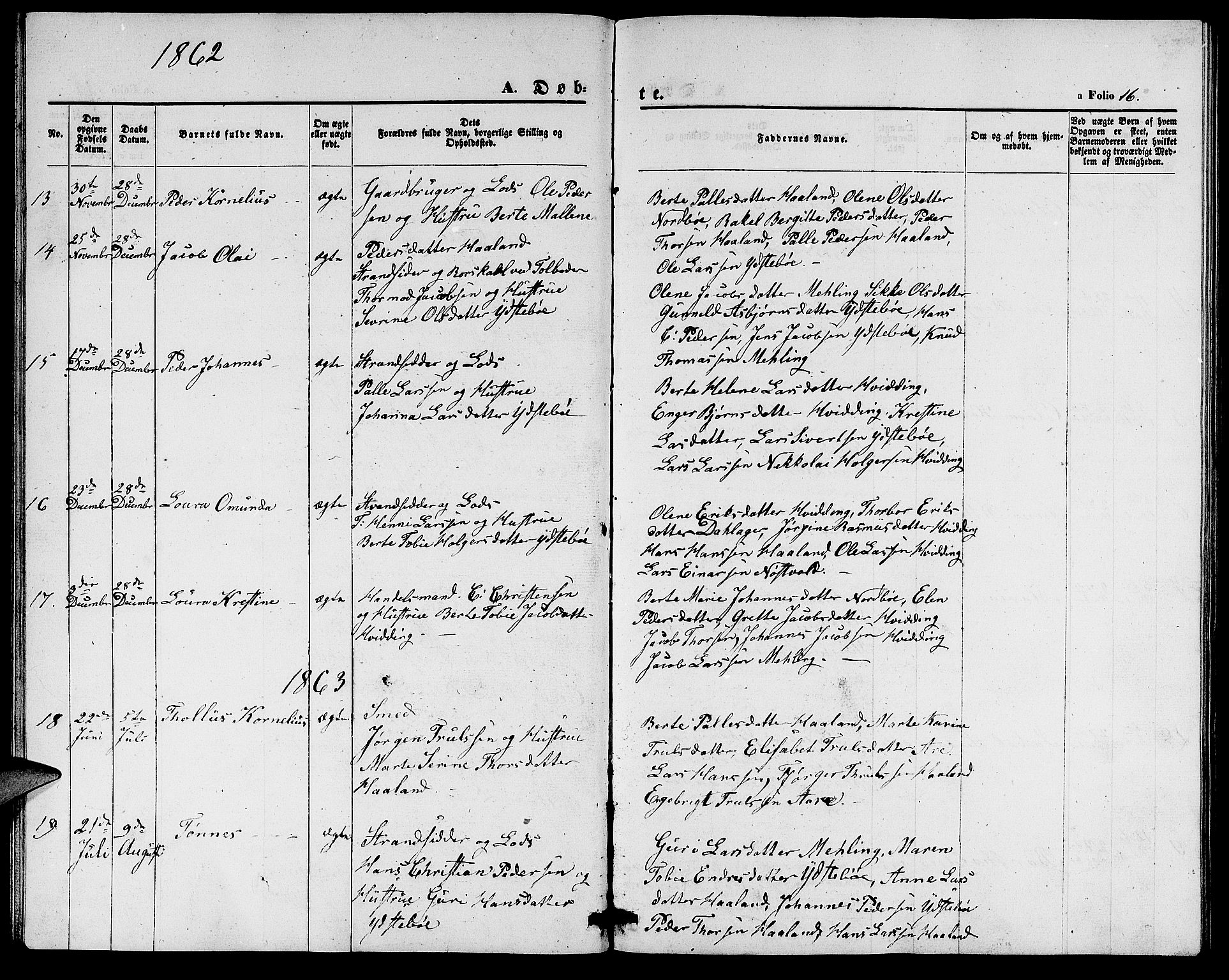 Rennesøy sokneprestkontor, SAST/A -101827/H/Ha/Hab/L0003: Klokkerbok nr. B 3, 1855-1888, s. 16