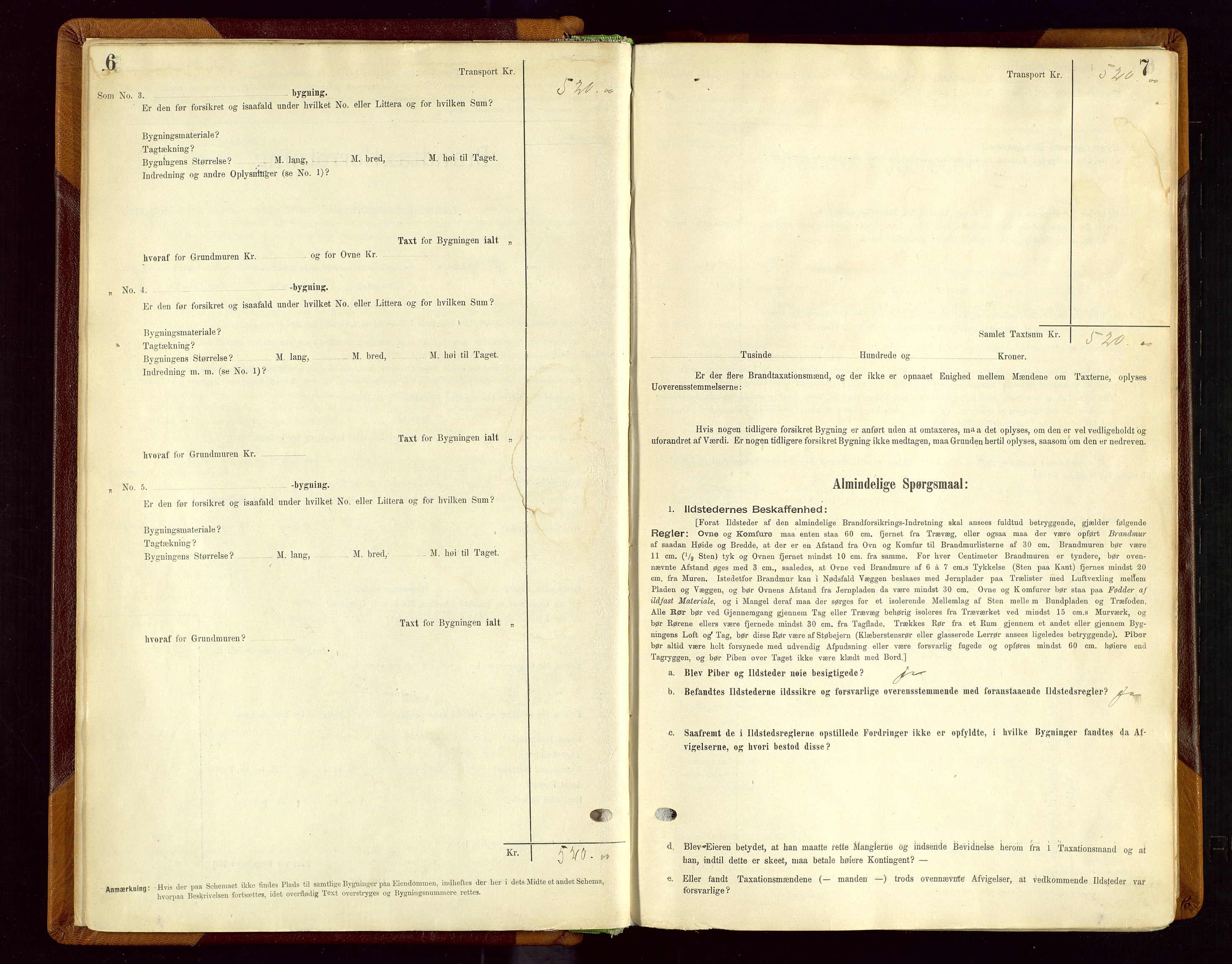 Sauda lensmannskontor, AV/SAST-A-100177/Gob/L0001: Branntakstprotokoll - skjematakst, 1894-1914, s. 6-7