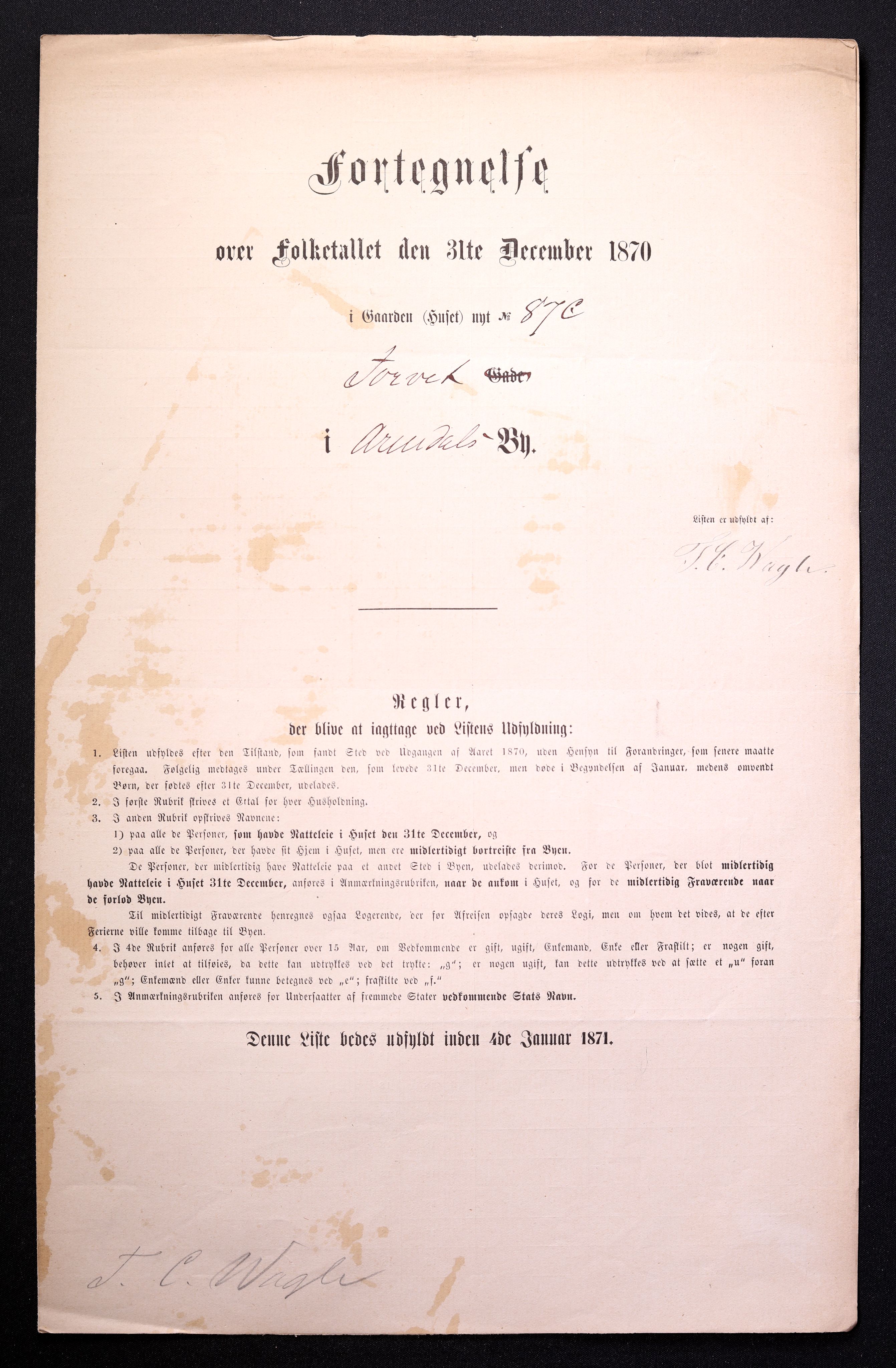 RA, Folketelling 1870 for 0903 Arendal kjøpstad, 1870, s. 198