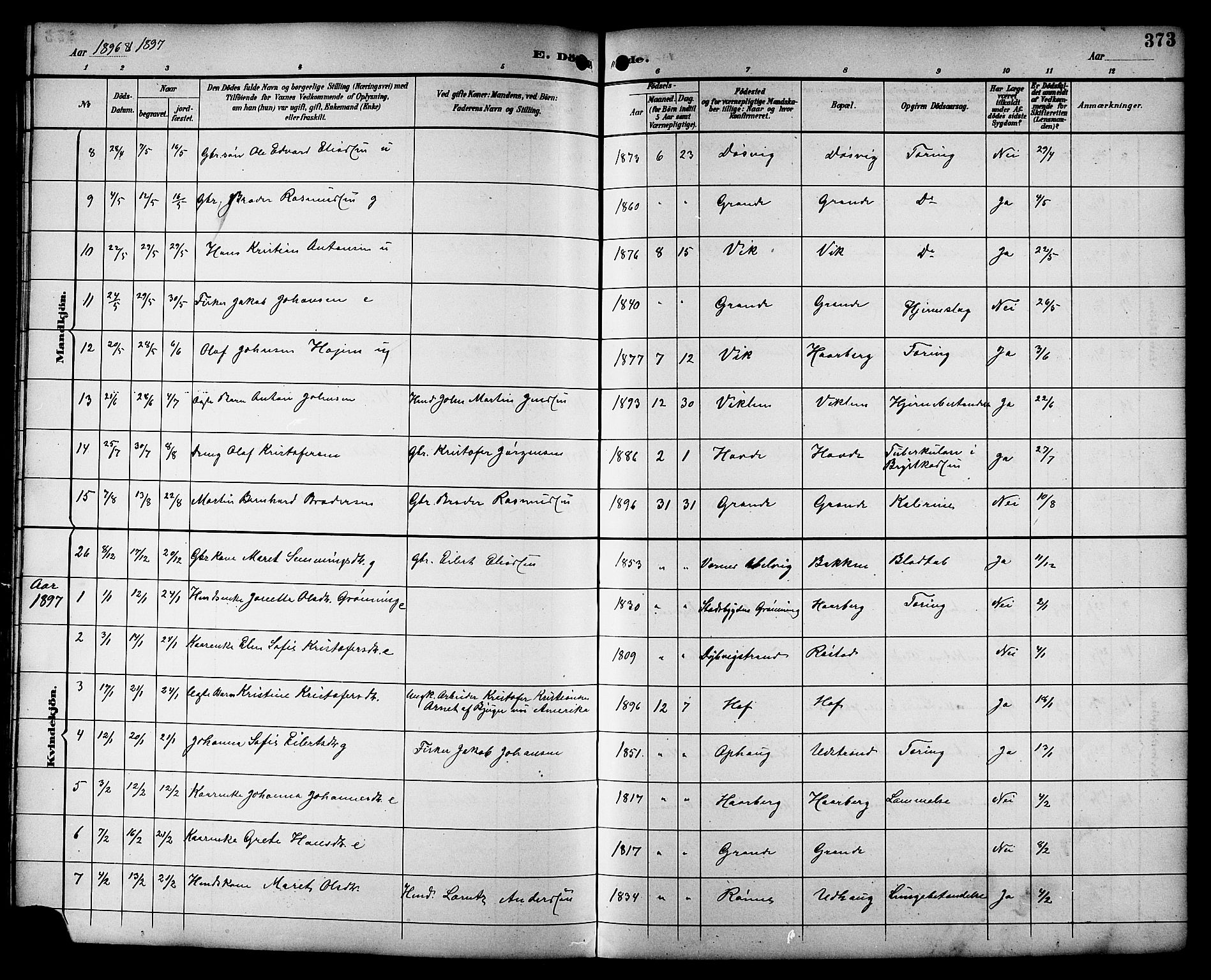 Ministerialprotokoller, klokkerbøker og fødselsregistre - Sør-Trøndelag, AV/SAT-A-1456/659/L0746: Klokkerbok nr. 659C03, 1893-1912, s. 373