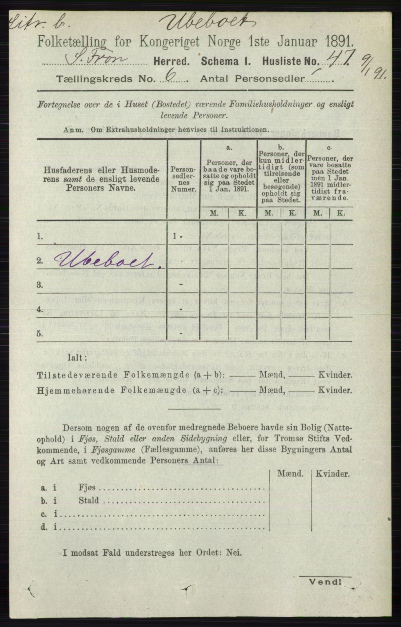 RA, Folketelling 1891 for 0519 Sør-Fron herred, 1891, s. 2568