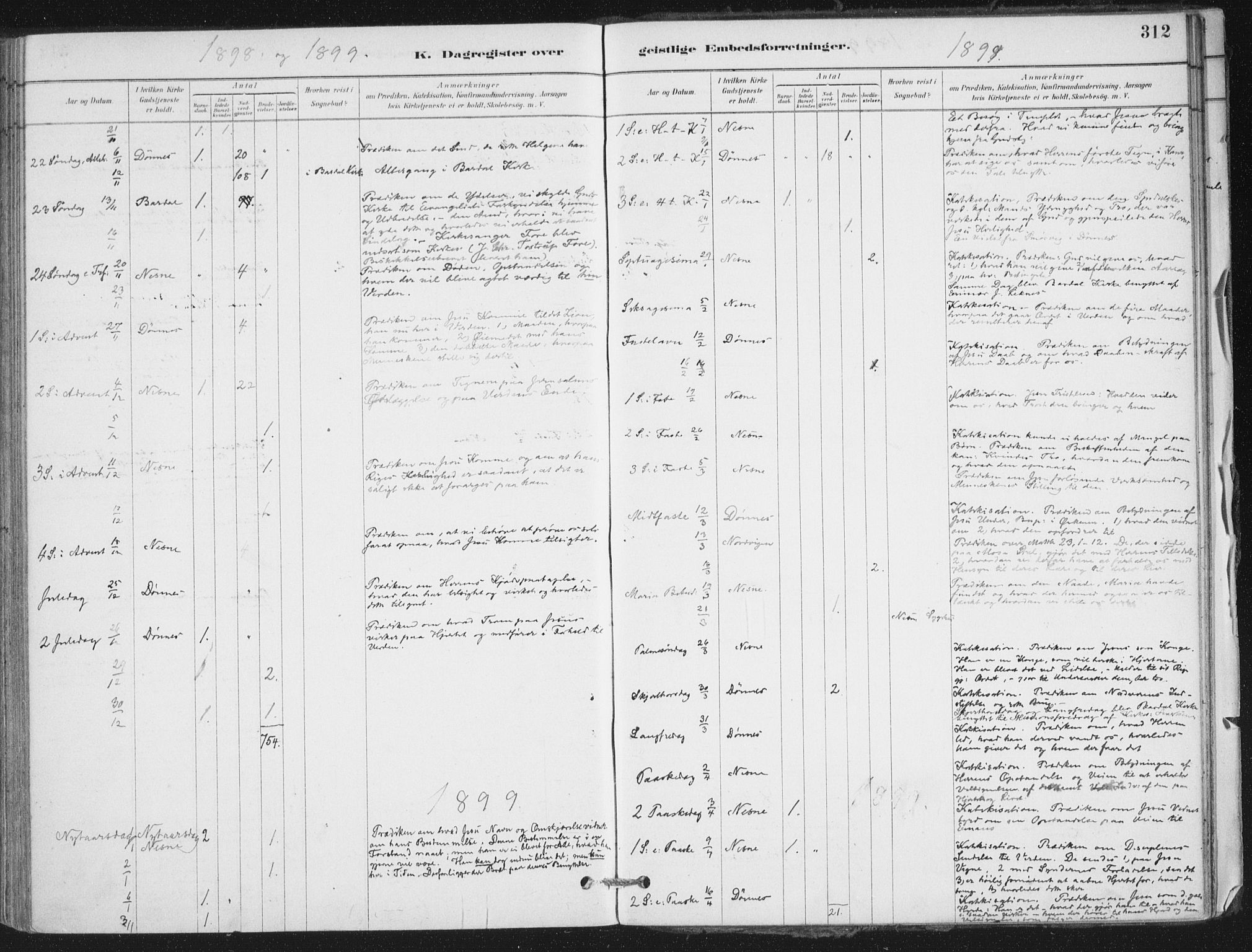 Ministerialprotokoller, klokkerbøker og fødselsregistre - Nordland, SAT/A-1459/838/L0553: Ministerialbok nr. 838A11, 1880-1910, s. 312