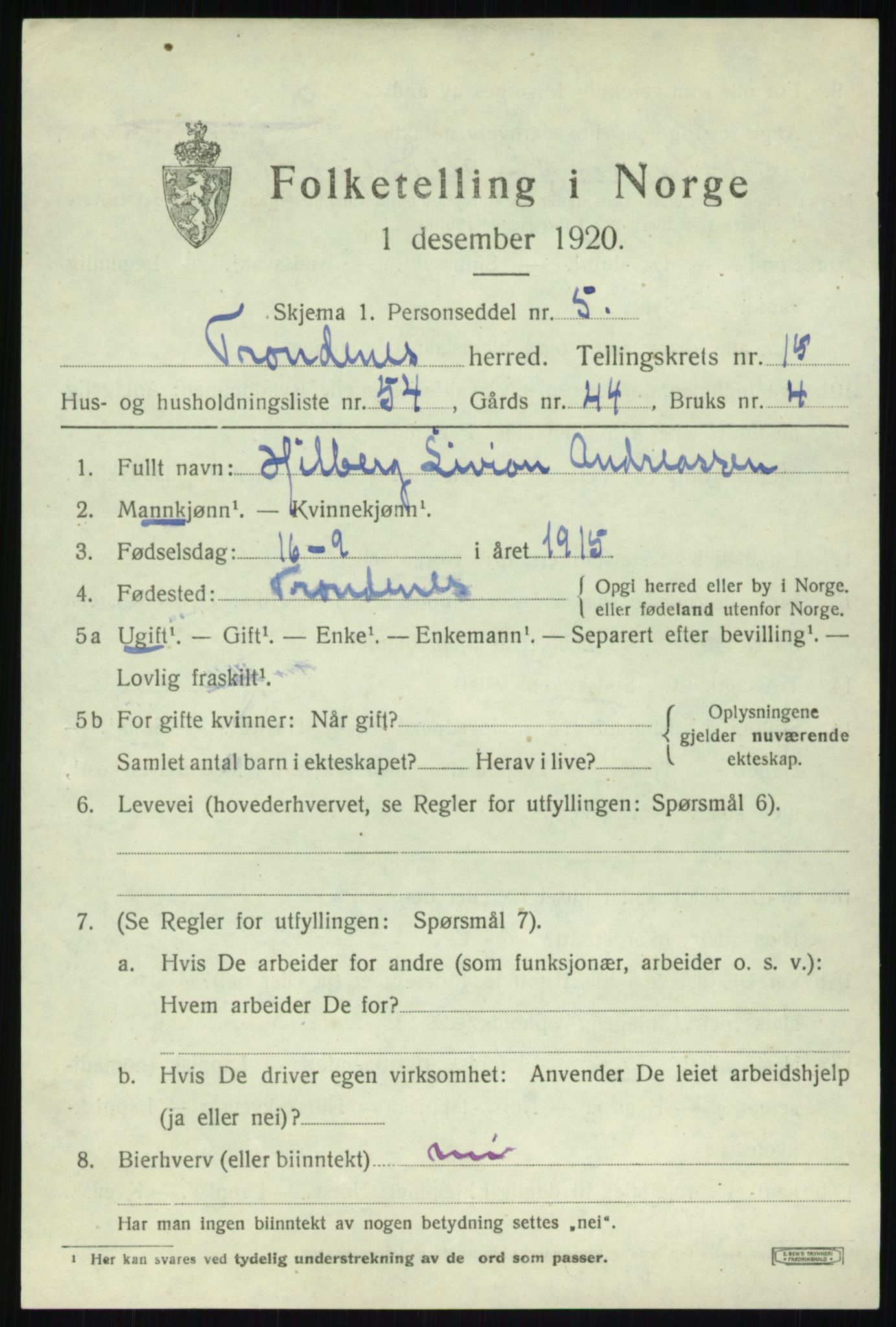 SATØ, Folketelling 1920 for 1914 Trondenes herred, 1920, s. 11139
