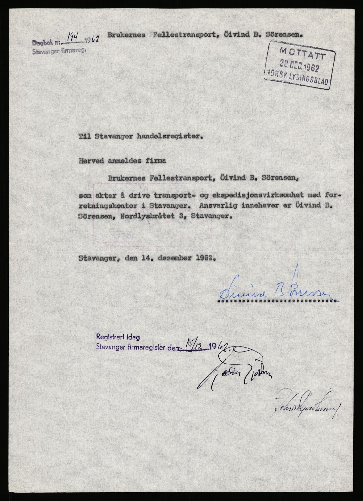 Stavanger byfogd, SAST/A-101408/002/J/Jd/Jde/L0003: Registreringsmeldinger og bilag. Enkeltmannsforetak, 751-1000, 1928-1976, s. 227