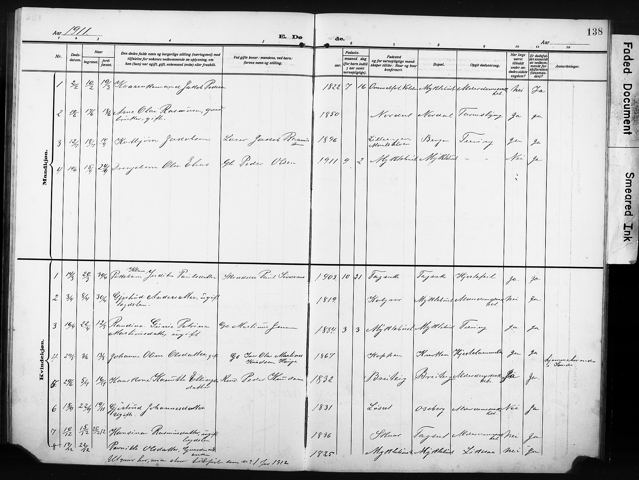 Ministerialprotokoller, klokkerbøker og fødselsregistre - Møre og Romsdal, AV/SAT-A-1454/502/L0028: Klokkerbok nr. 502C02, 1909-1932, s. 138