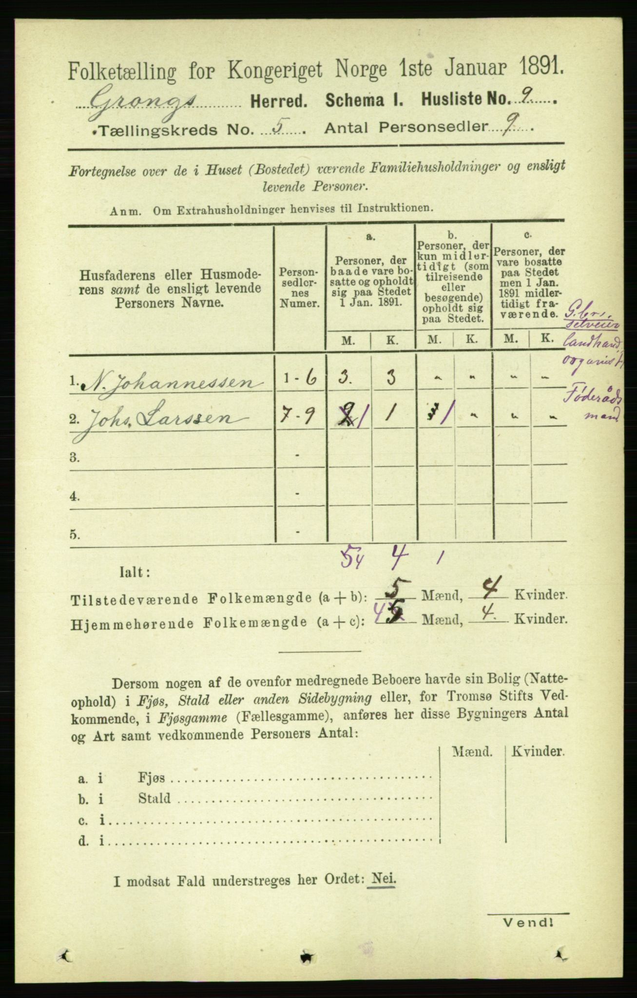 RA, Folketelling 1891 for 1742 Grong herred, 1891, s. 1812