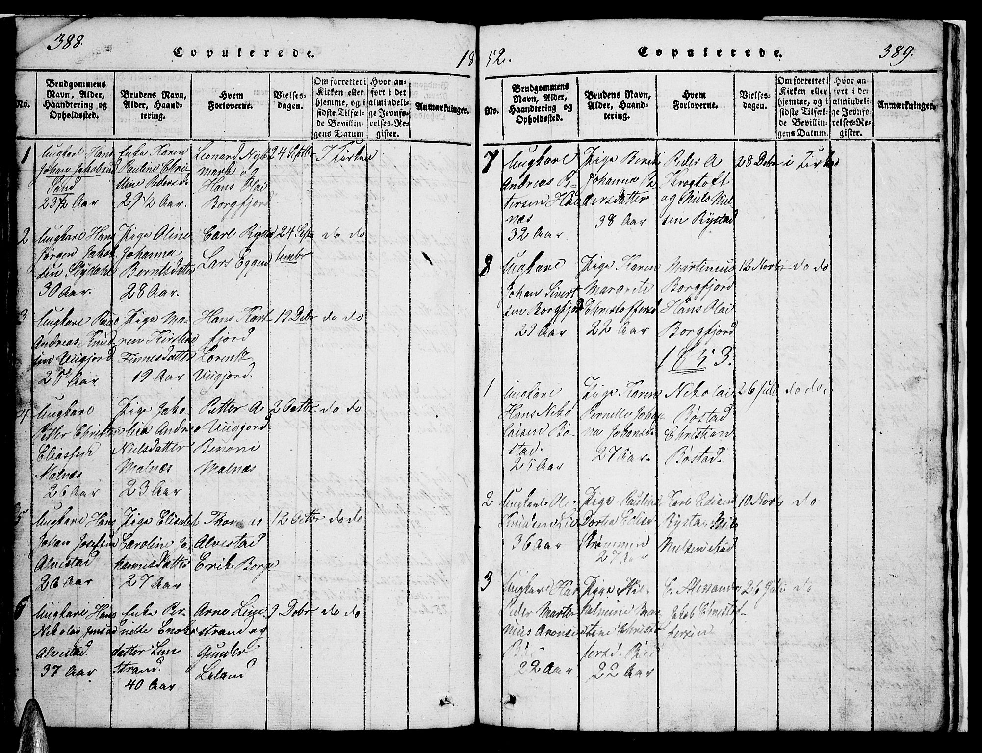 Ministerialprotokoller, klokkerbøker og fødselsregistre - Nordland, AV/SAT-A-1459/880/L1139: Klokkerbok nr. 880C01, 1836-1857, s. 388-389