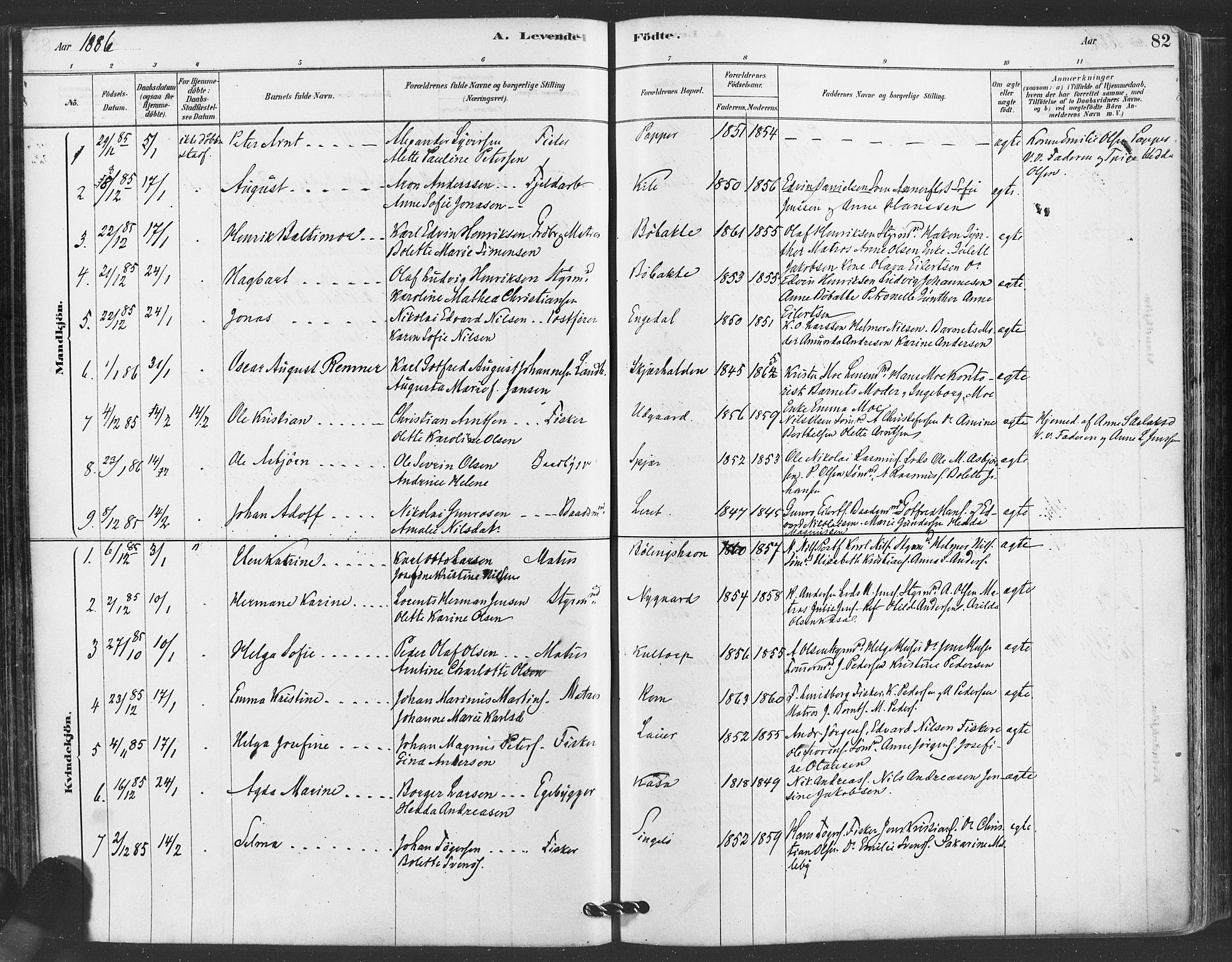 Hvaler prestekontor Kirkebøker, AV/SAO-A-2001/F/Fa/L0008: Ministerialbok nr. I 8, 1878-1895, s. 82