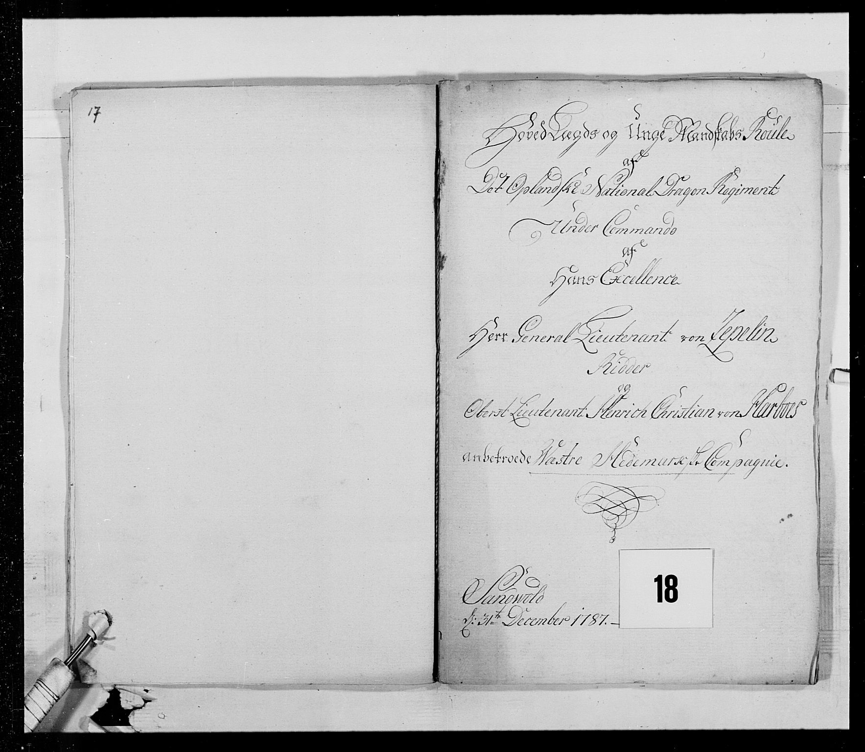Generalitets- og kommissariatskollegiet, Det kongelige norske kommissariatskollegium, RA/EA-5420/E/Eh/L0015: Opplandske dragonregiment, 1784-1789, s. 363