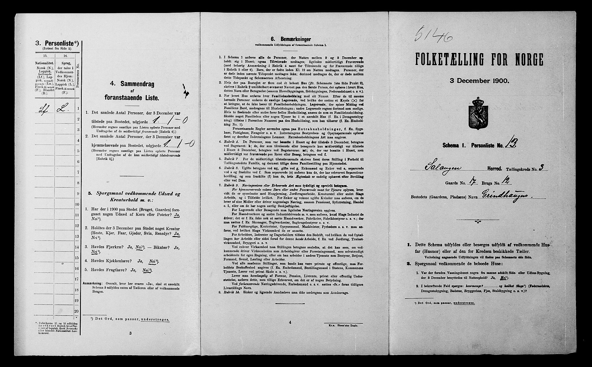 SATØ, Folketelling 1900 for 1921 Salangen herred, 1900, s. 261